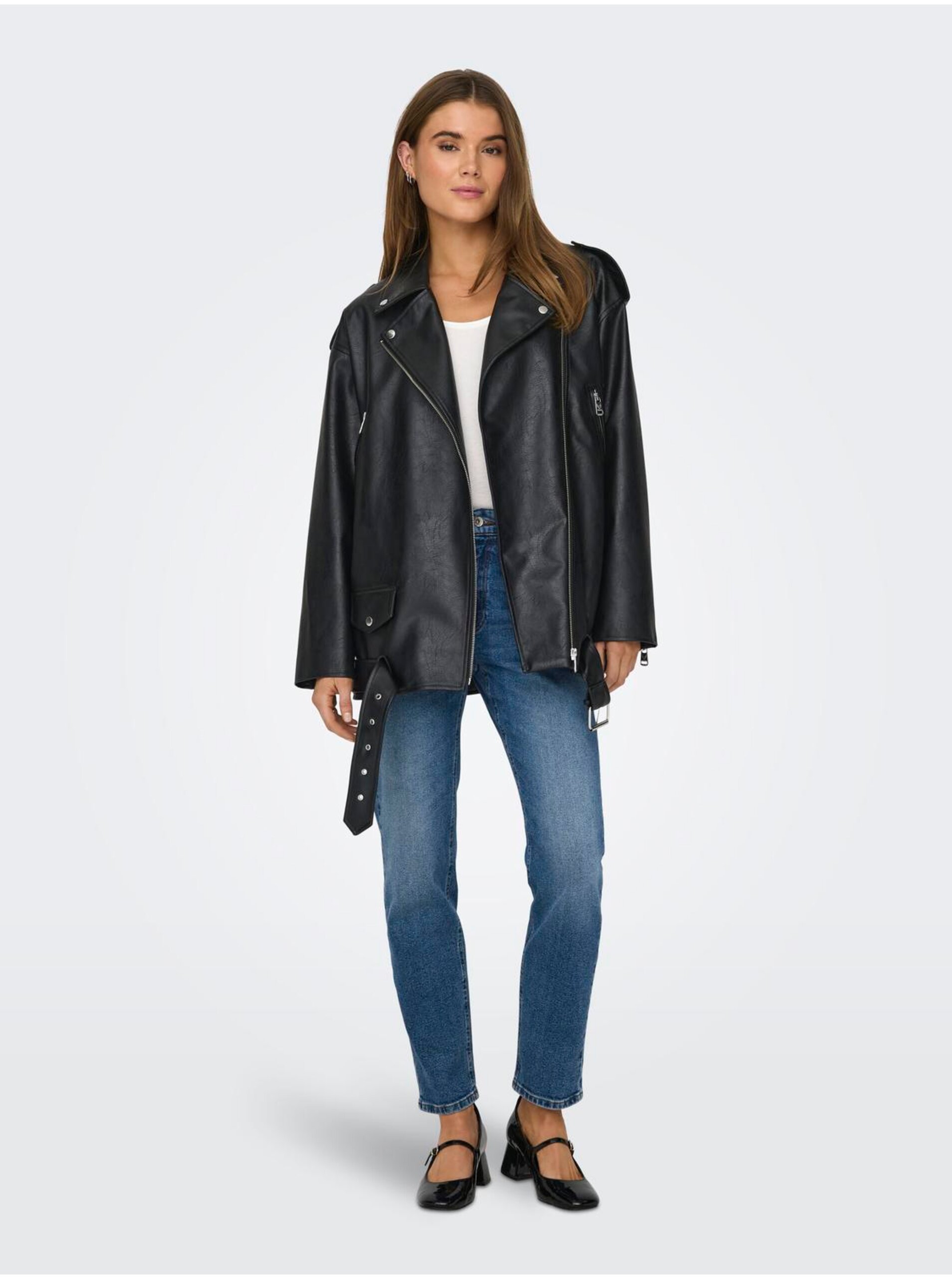 Jachete din piele naturala si sintetica pentru femei ONLY - negru