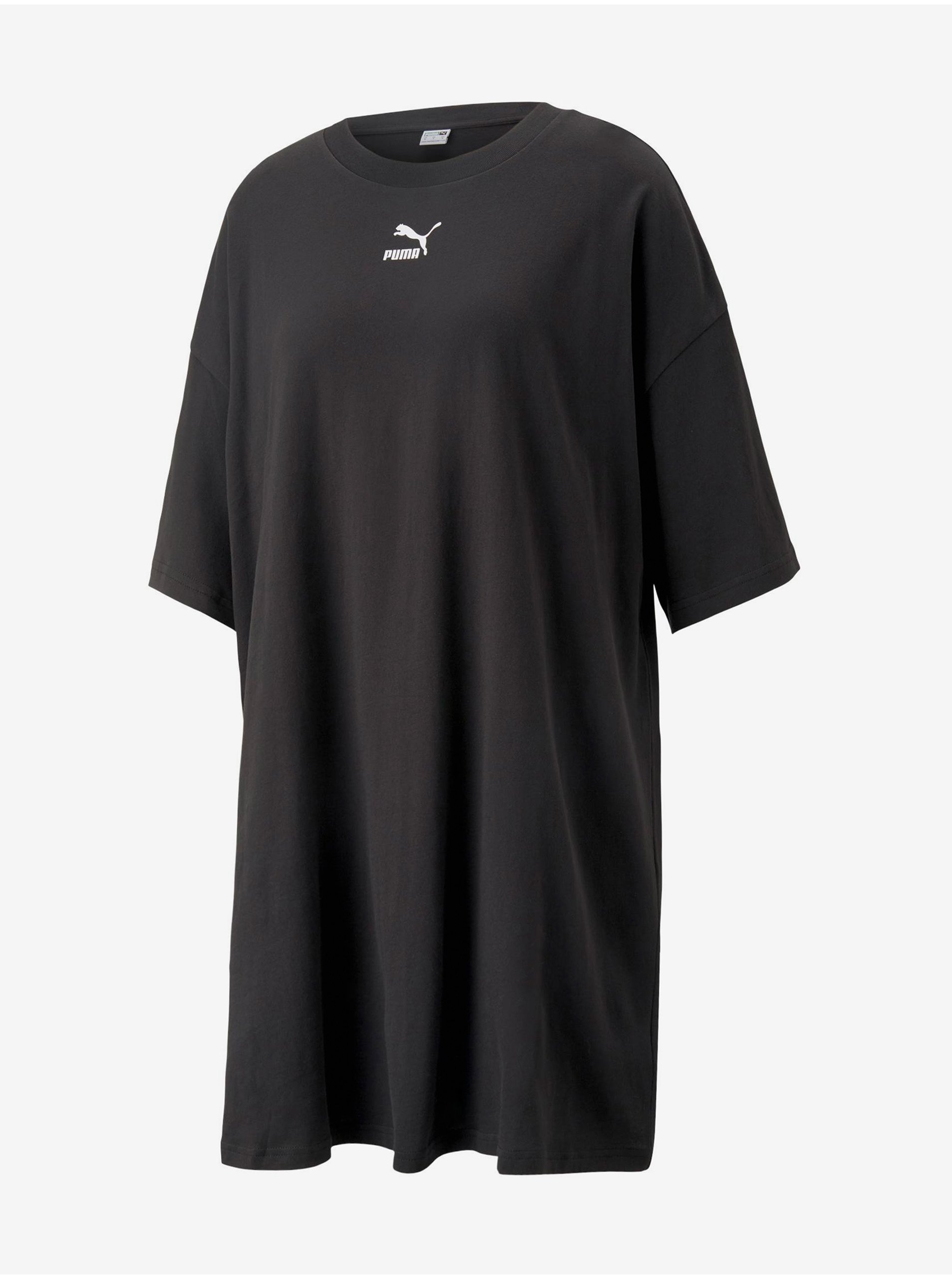 Levně Černé dámské oversize šaty Puma CLASSICS Tee Dress PUMA Black - Dámské