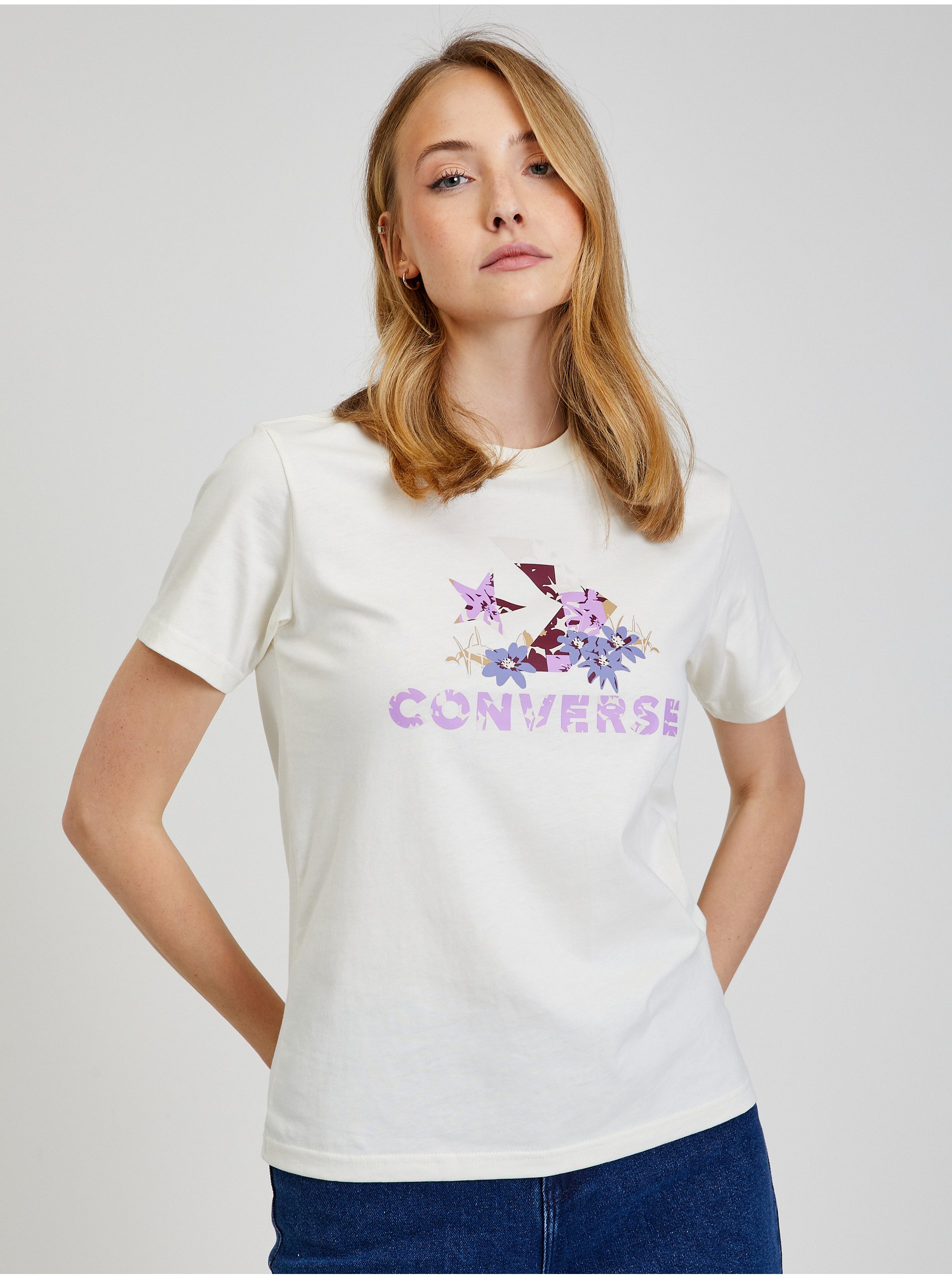 Cream women's T-shirt Converse - Women