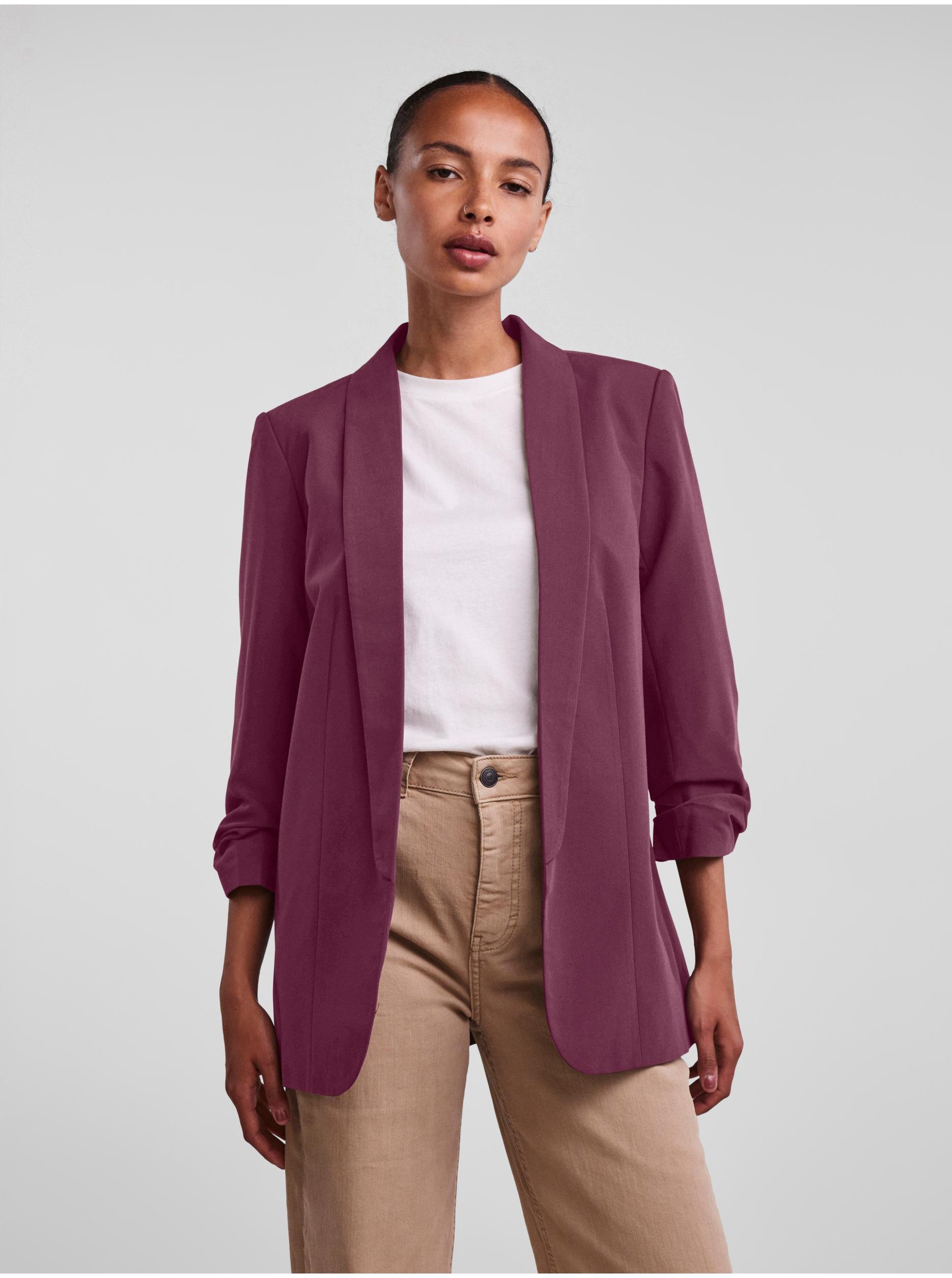 Burgundy Three-Quarter Sleeve Blazer Pieces Boss - Women