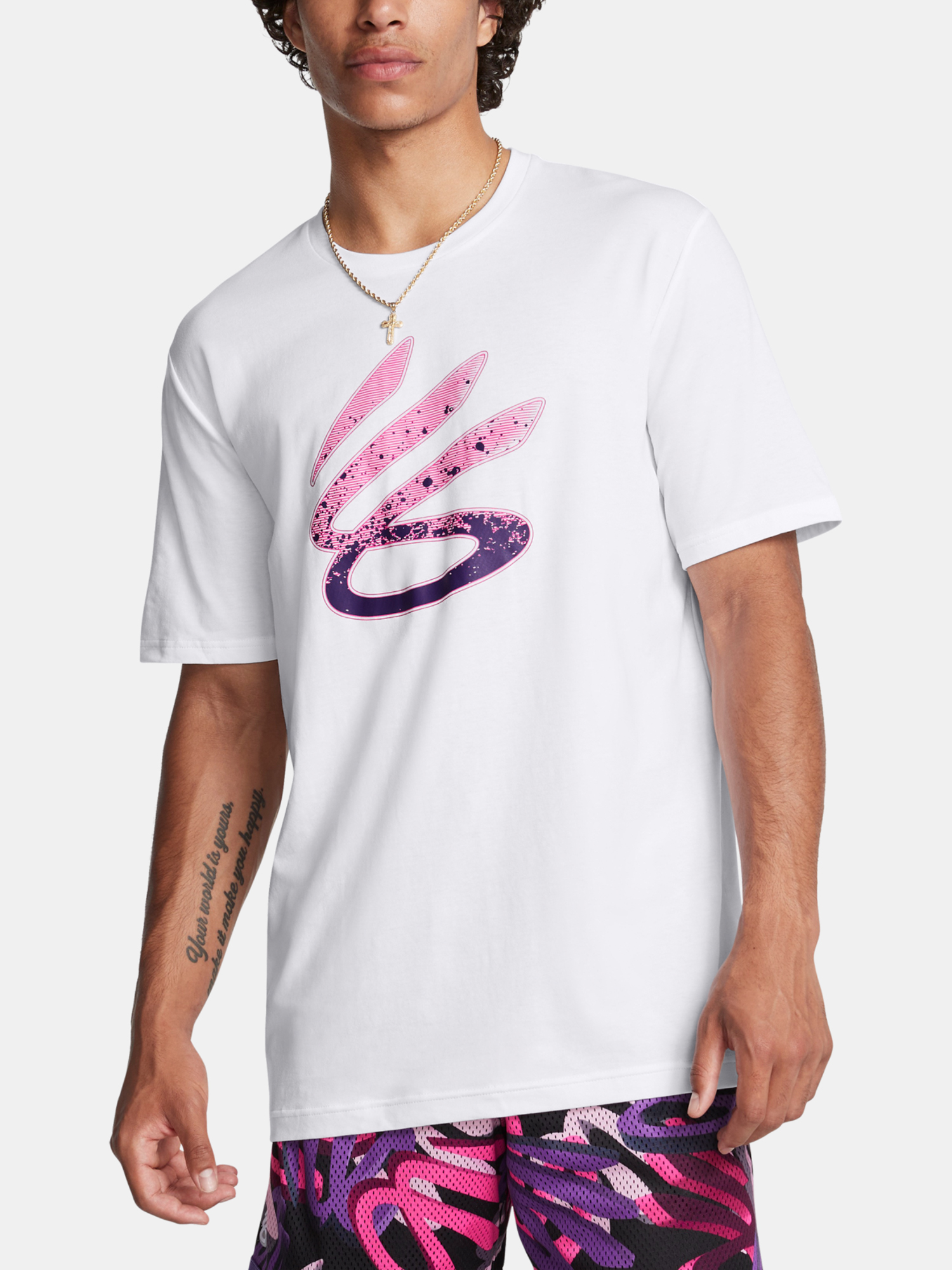 Men's T-shirt Under Armour Curry Logo Trend Tee-WHT - Men's