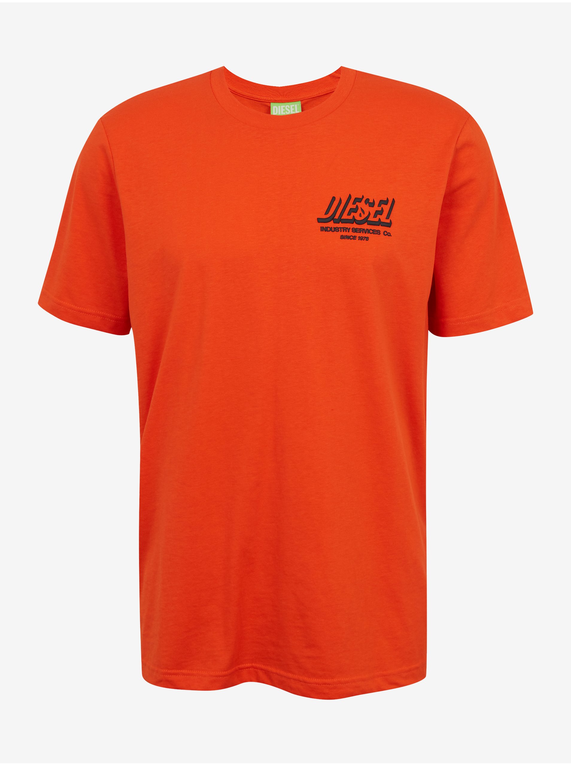 Levně Oranžové pánské tričko Diesel Just - Pánské