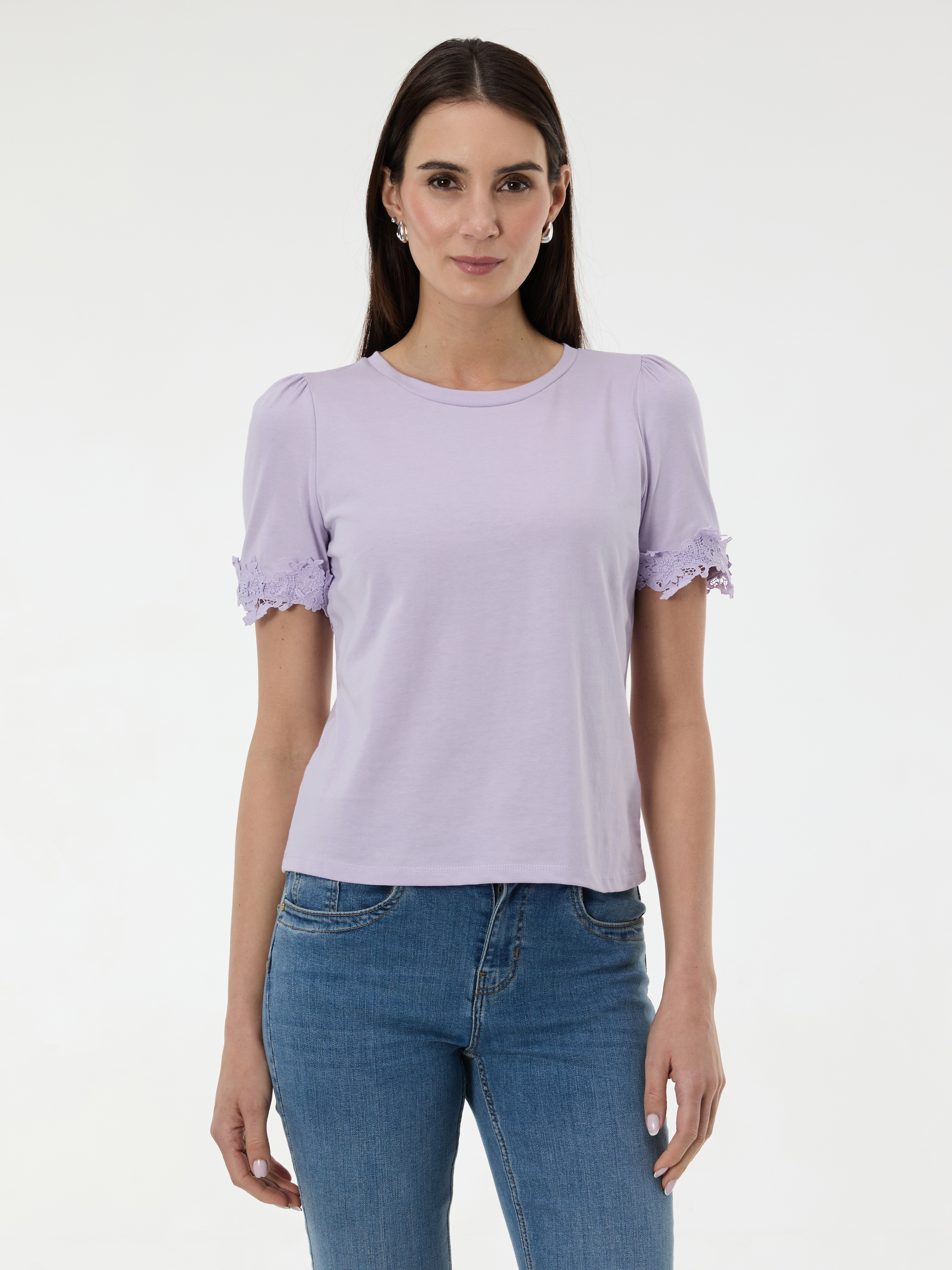 Светло лилава дамска тениска с къс ръкав ORSAY