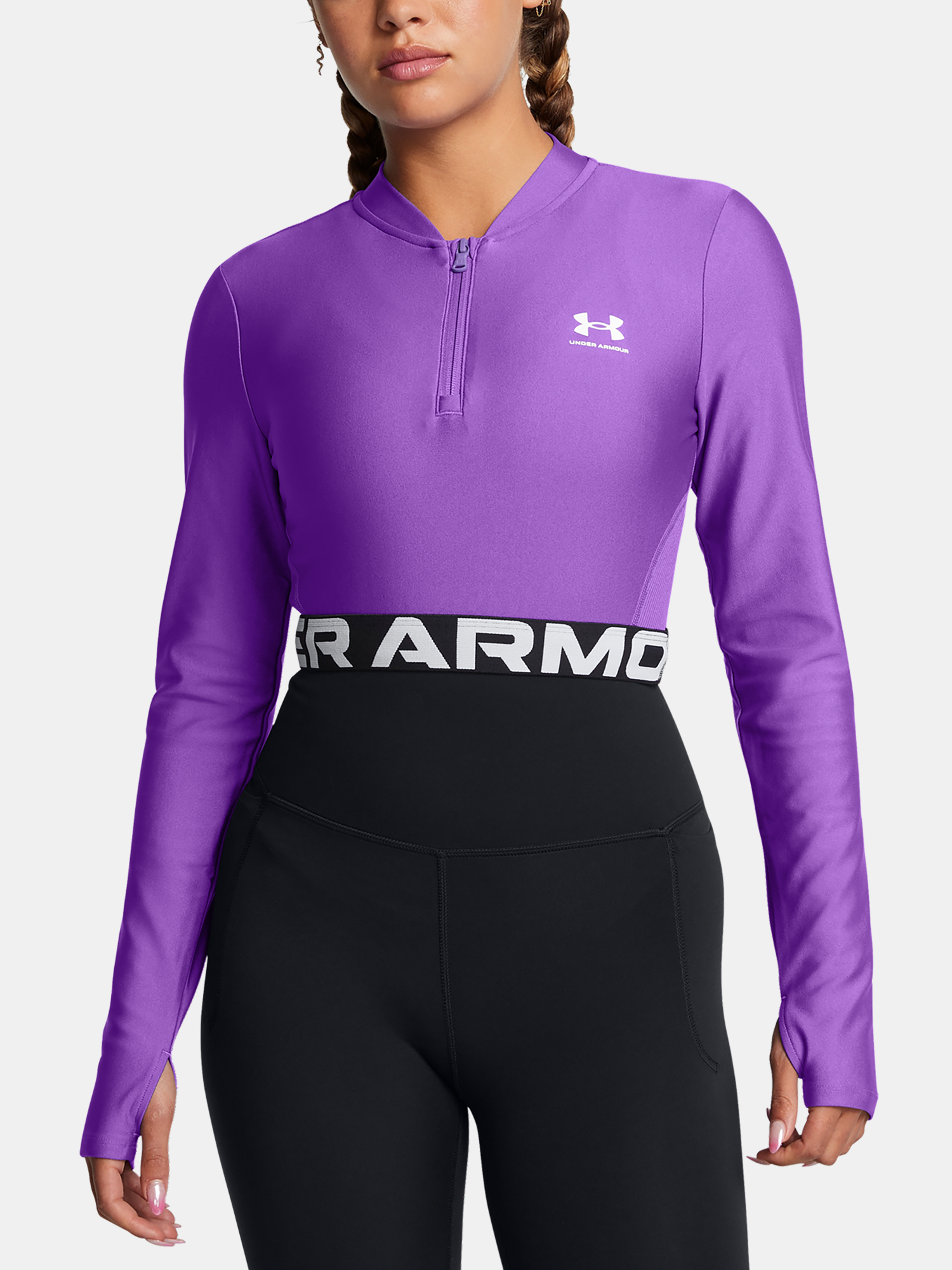 Dámské Tričko Under Armour HeatGear Rib 1/4 Zip LS-PPL - Dámské