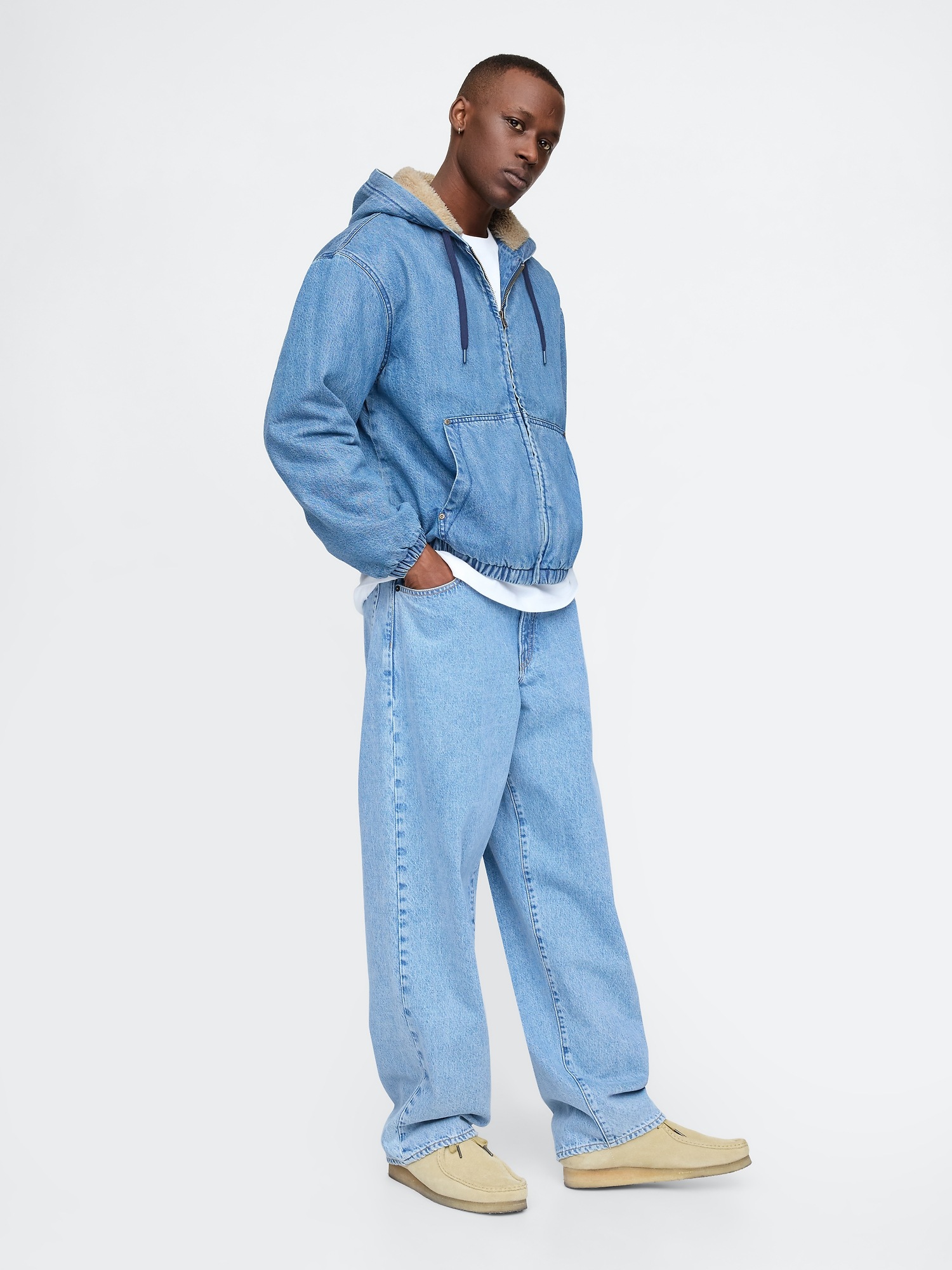 GAP Denim oversize sherpa sweatshirt - Men&#039;s