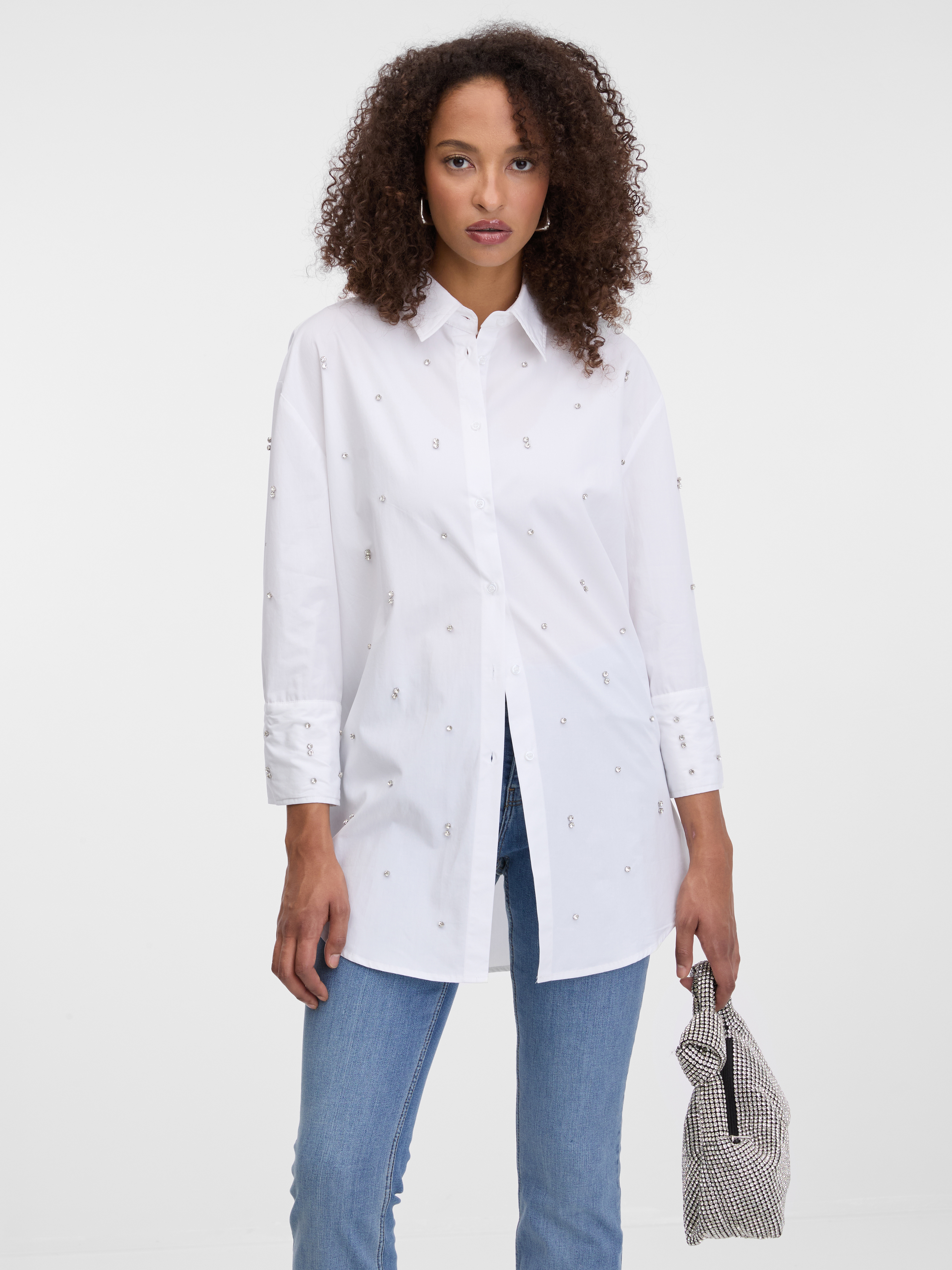 White women&#039;s shirt with stones ORSAY - Women&#039;s