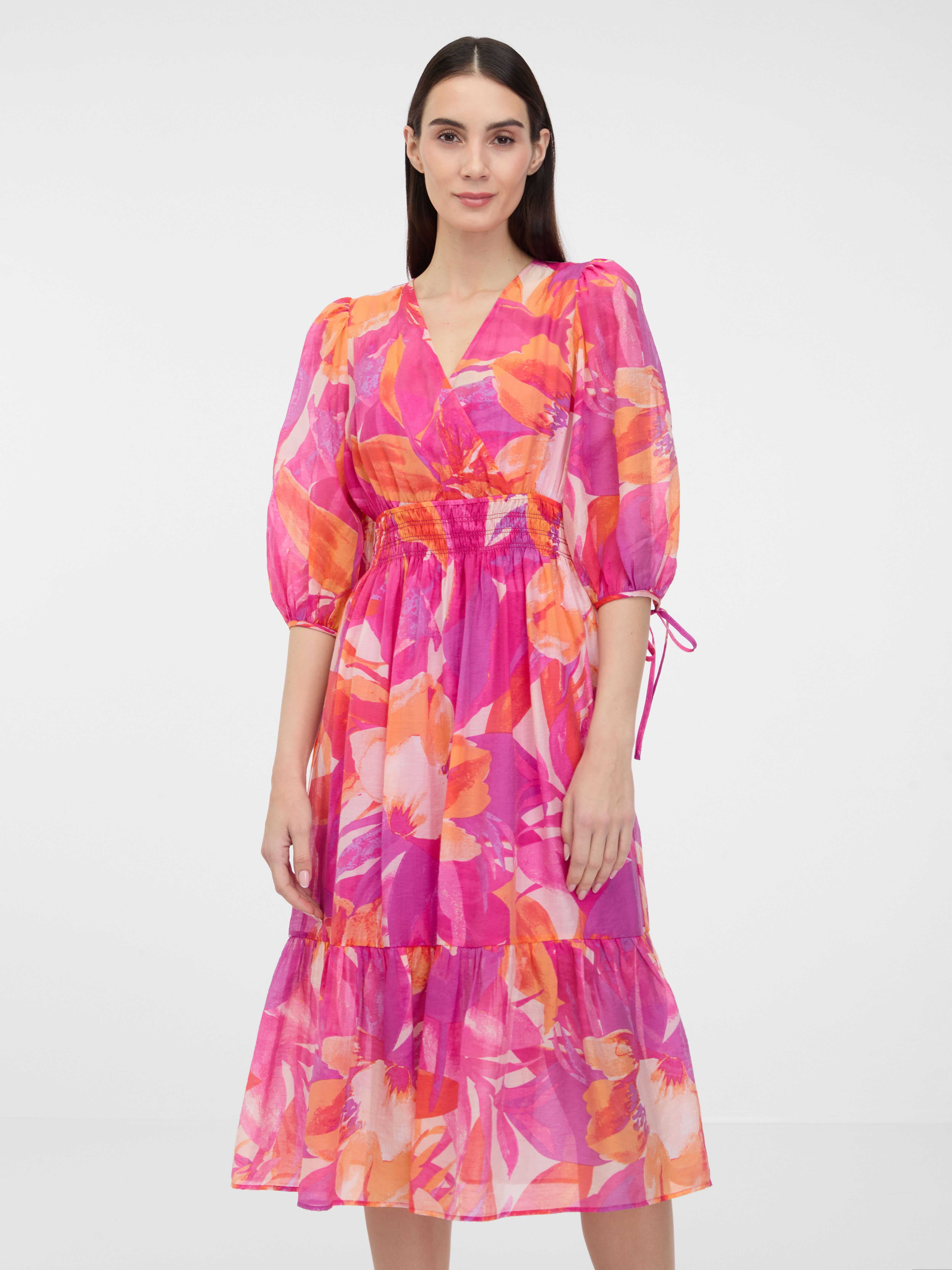 Orsay Tmavě růžové dámské midi šaty - Dámské