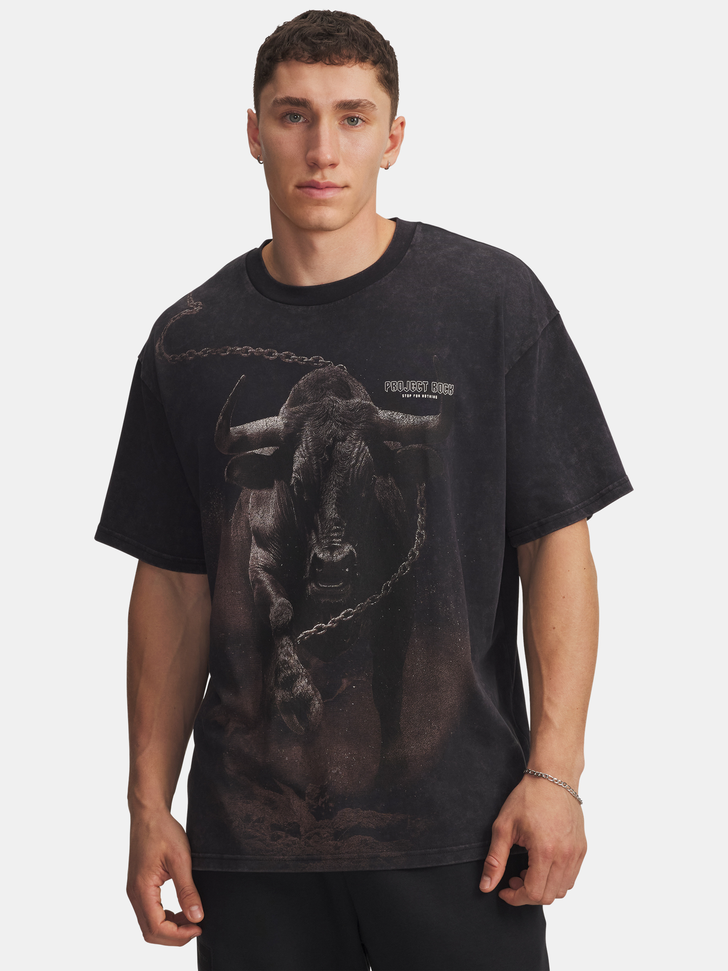 Мъжка тениска Under Armour Pjt Rck Washed HWT-BLK