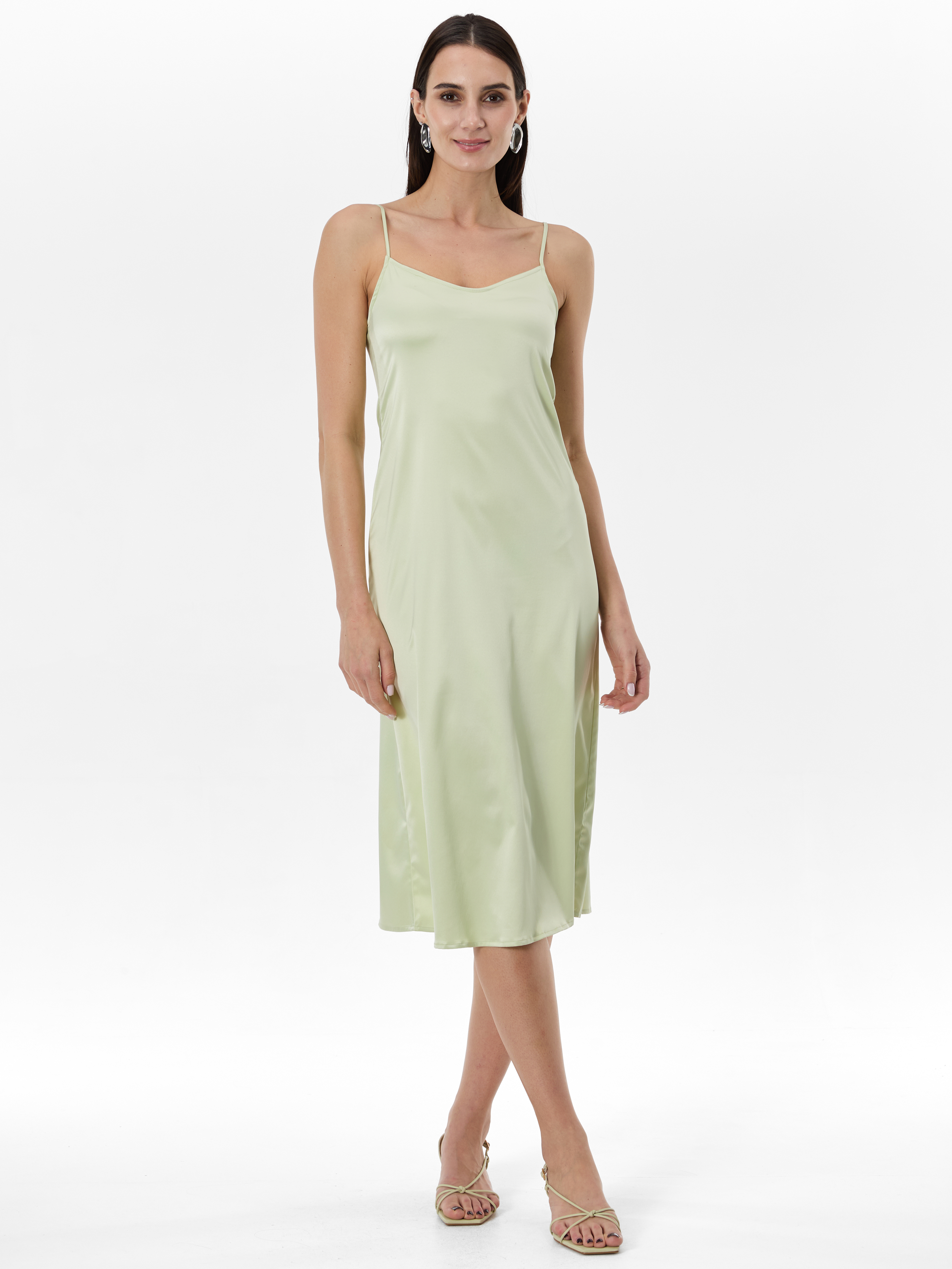 Светлозелена дамска рокля с презрамки ORSAY