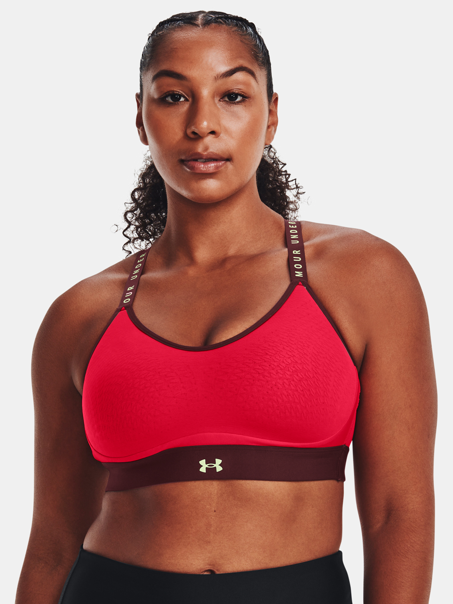 Červená dámska športová podprsenka Under Armour UA Infinity Low