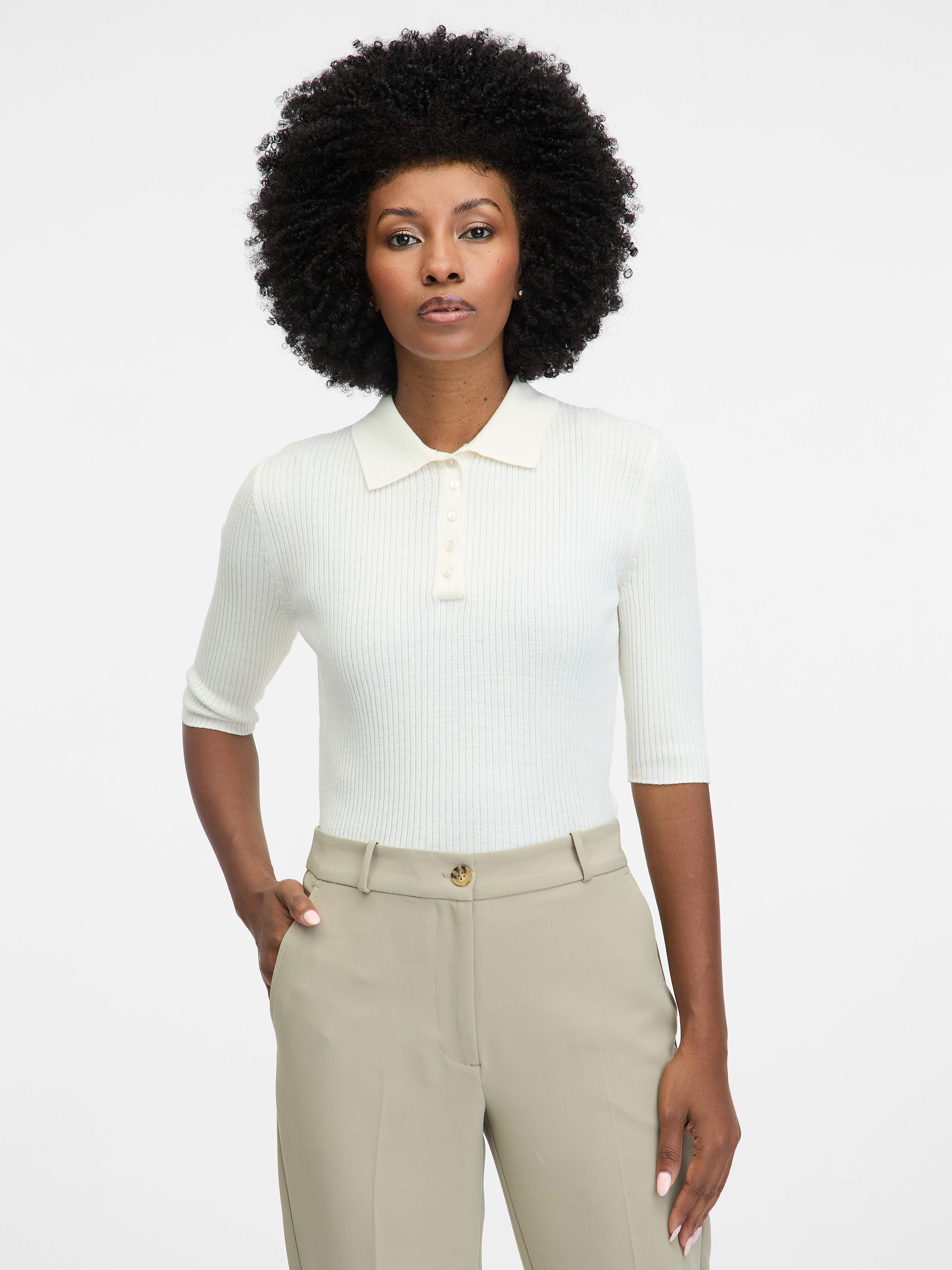 Cream womens short-sleeved T-shirt ORSAY - Womens