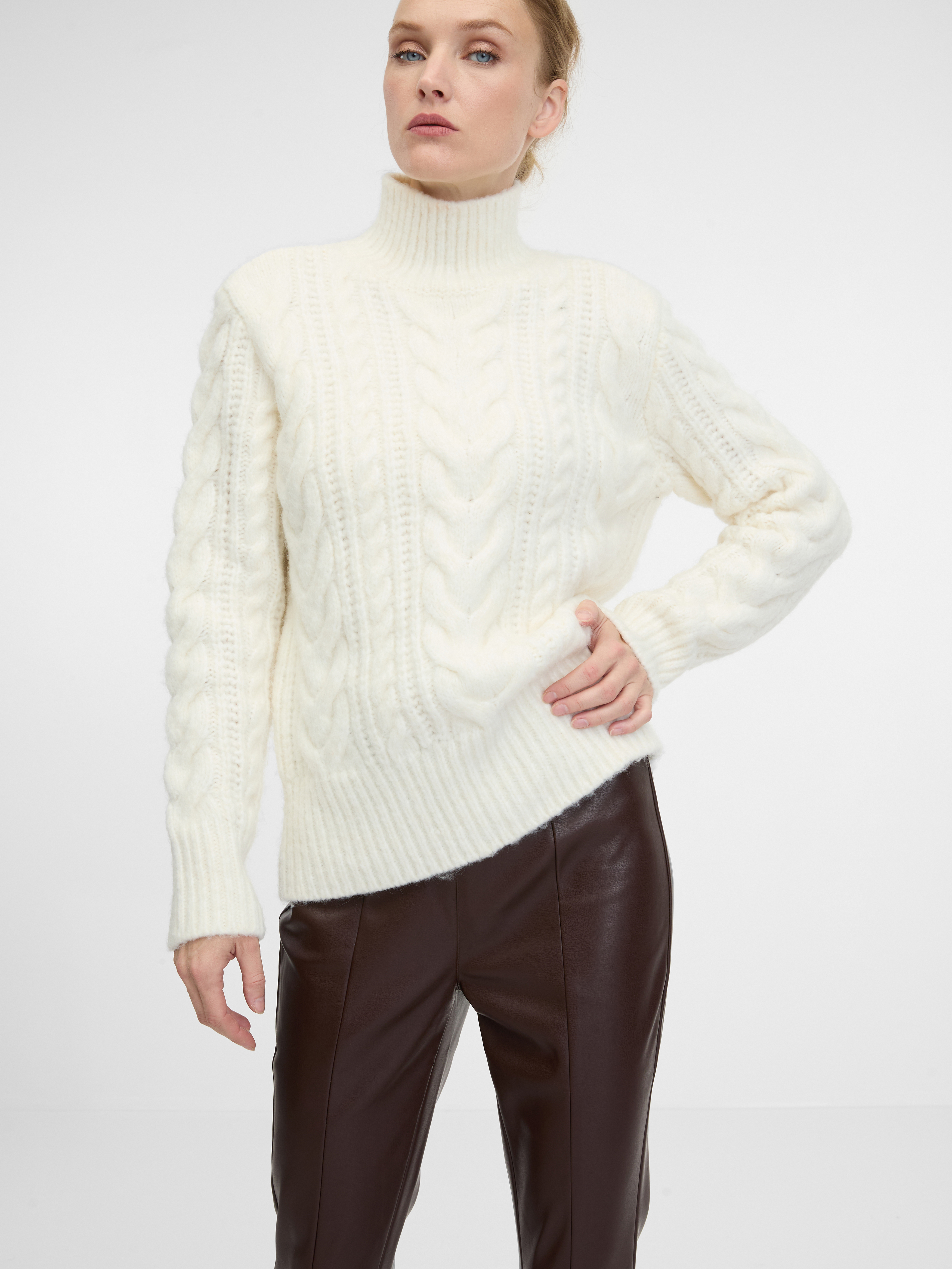 Brown women's leather trousers ORSAY - Women's