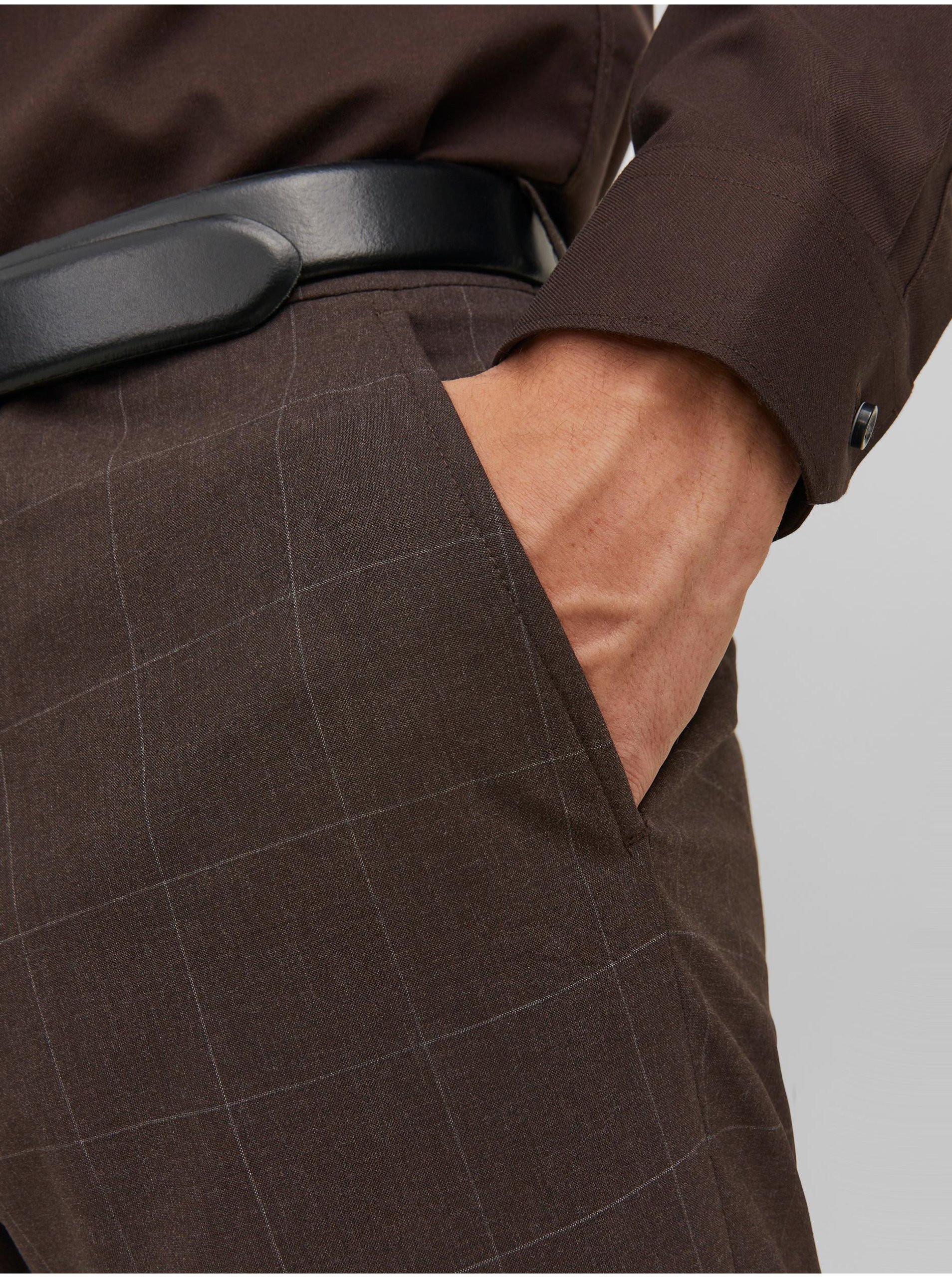 Pantaloni formali pentru barbati Jack & Jones - maro inchis