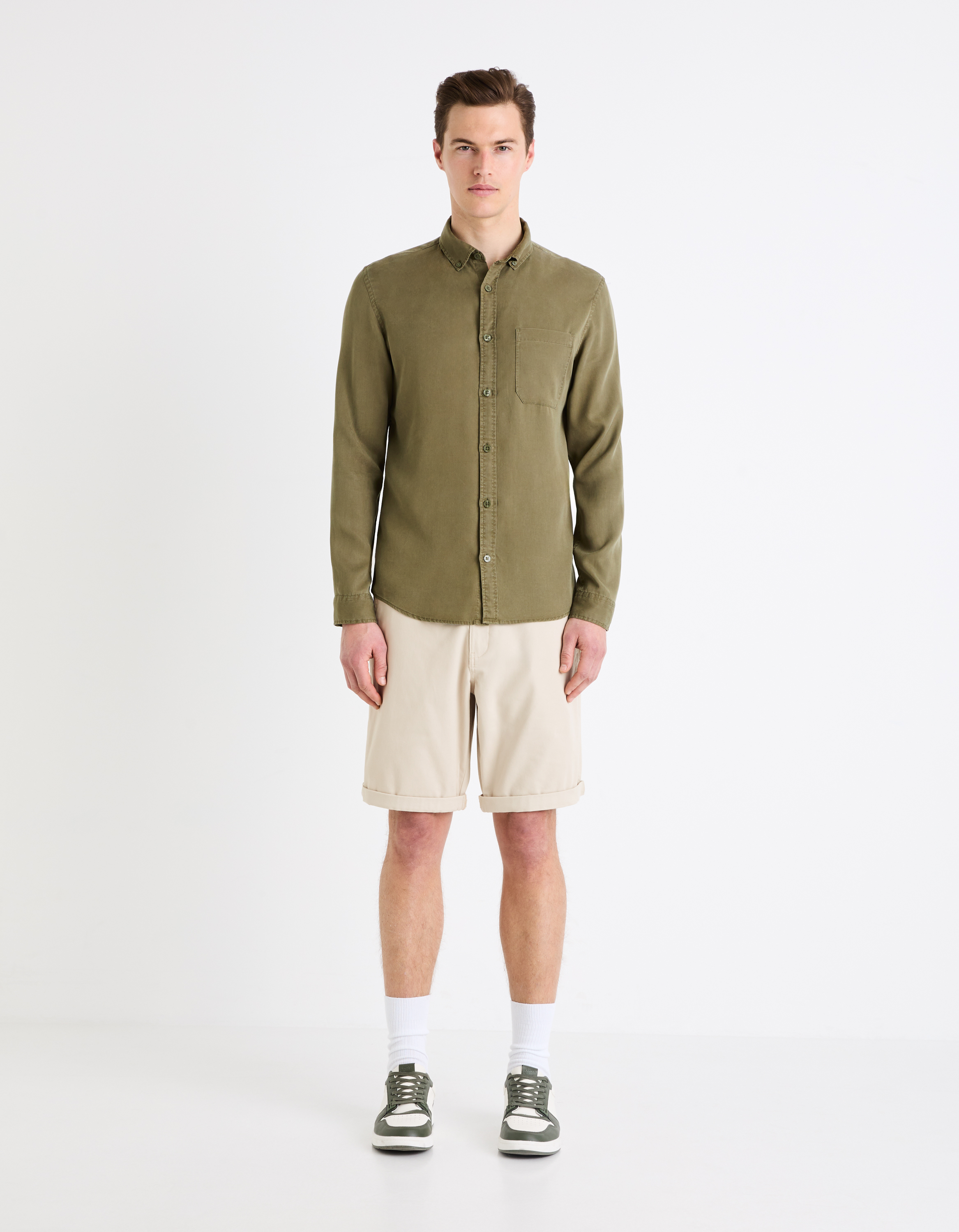 Camasi casual pentru barbati Celio - kaki
