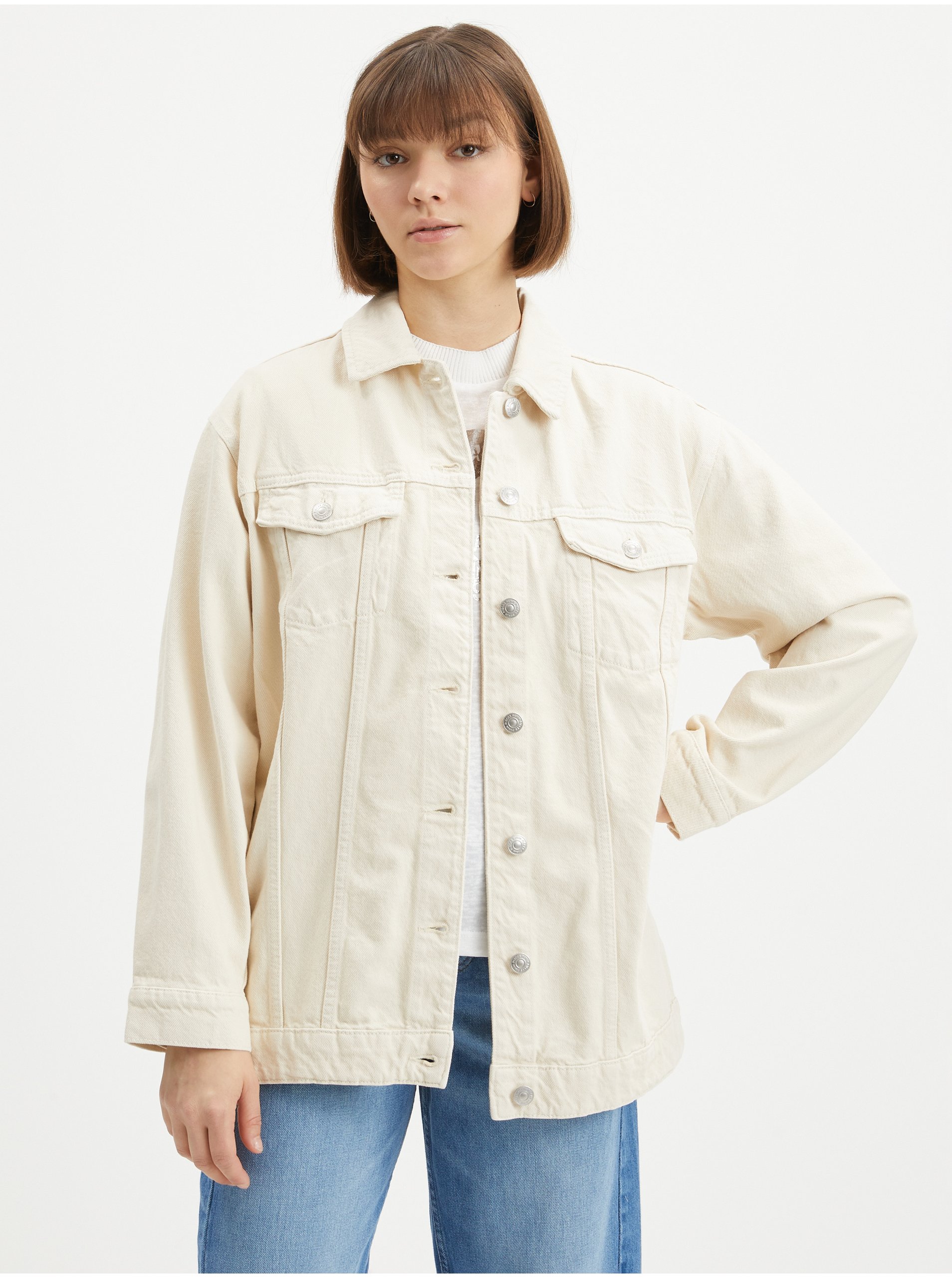 Beige Women's Oversize Denim Jacket Pieces Tika - Women's