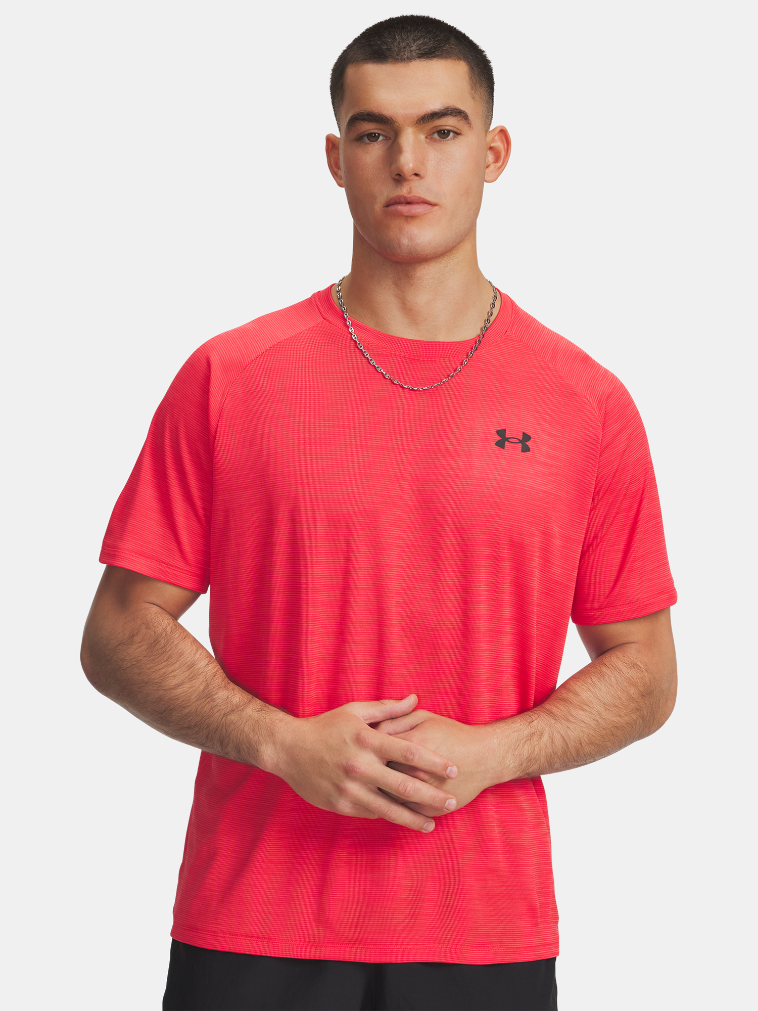 Men's Under Armour UA Tech Textured SS-RED T-Shirt - Men's