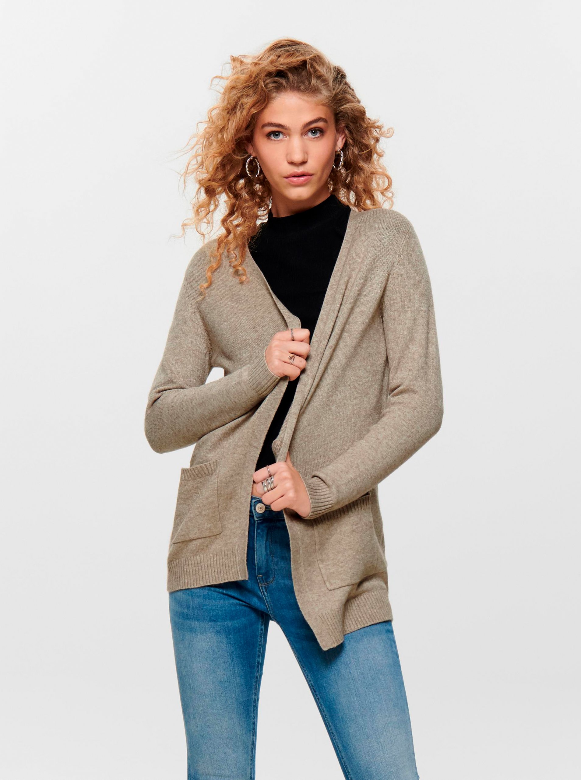 Beige cardigan with pockets ONLY Lesly - Women