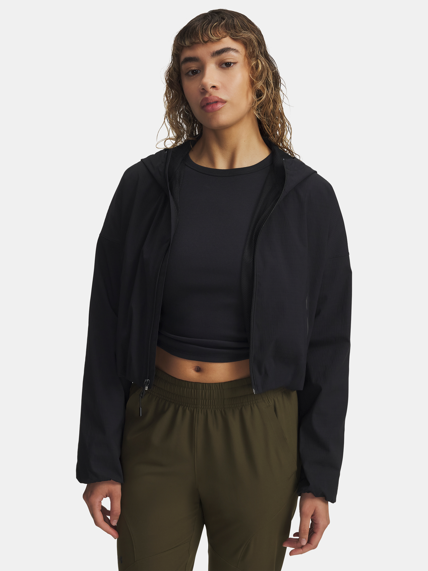 Womens Under Armour Unstoppable Woven Rstop LS-BLK Jacket - Womens