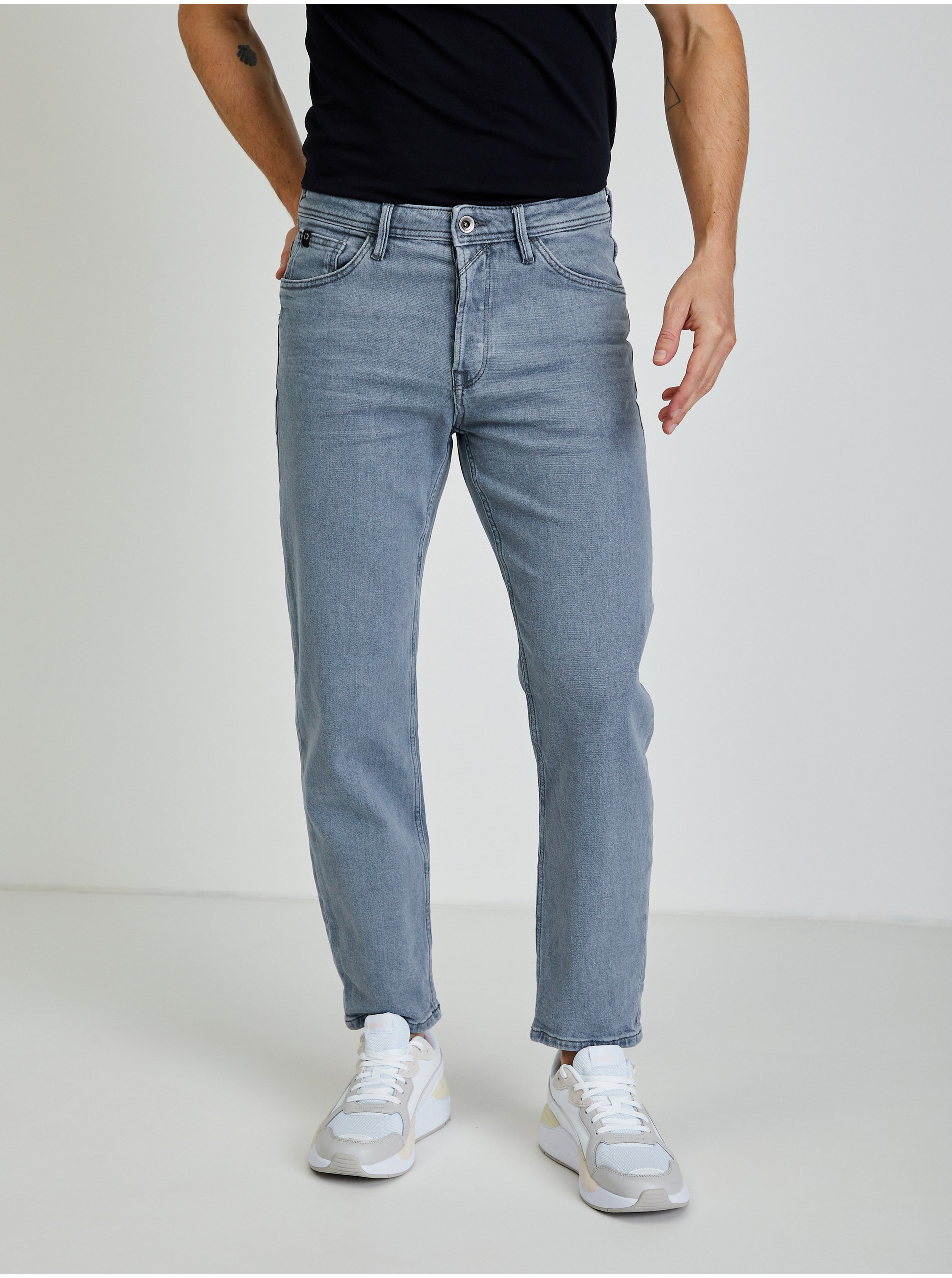 Light Grey Men's Straight Fit Jeans Tom Tailor Denim - Men's