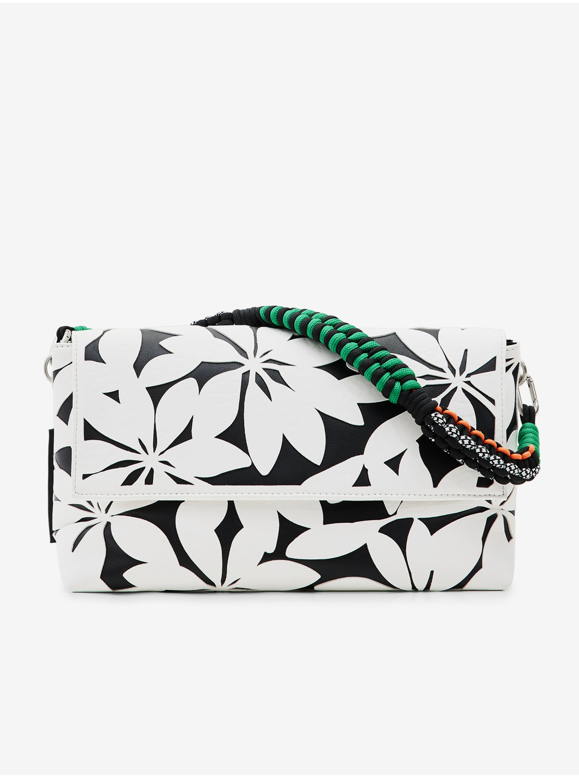 Black and white women's floral handbag Desigual Onyx Venecia 2.0 - Women