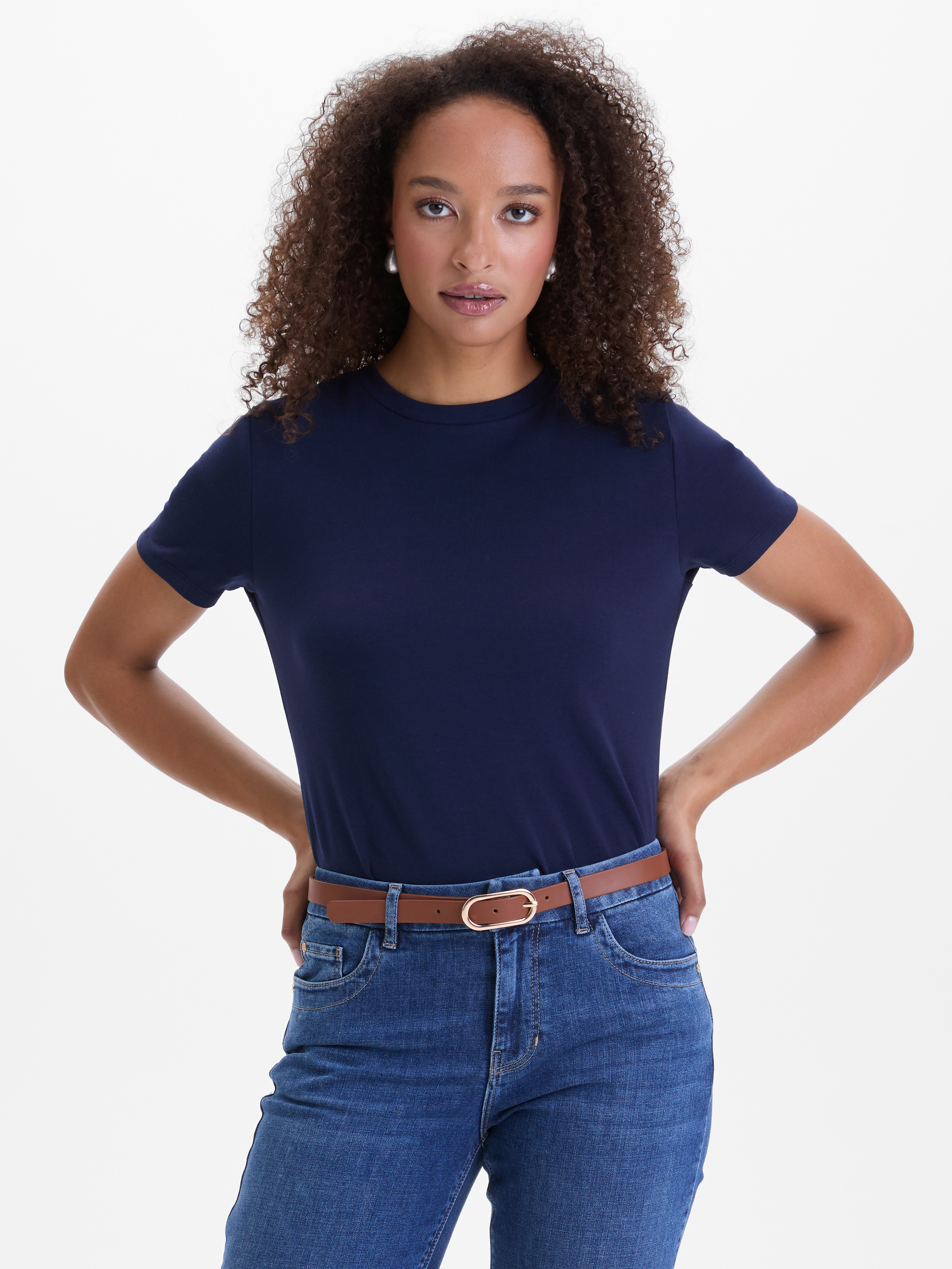 Dark blue women's short-sleeved T-shirt ORSAY - Women's