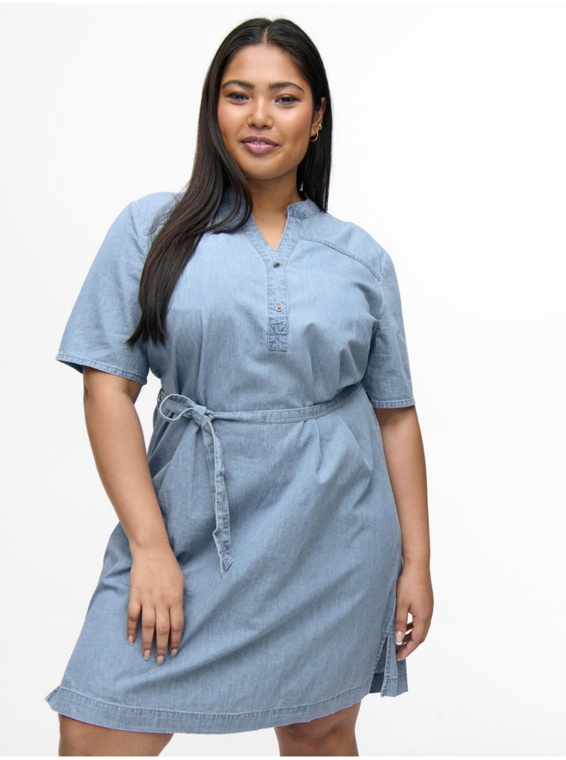 Blue dress with tie ONLY CARMAKOMA Damia - Women