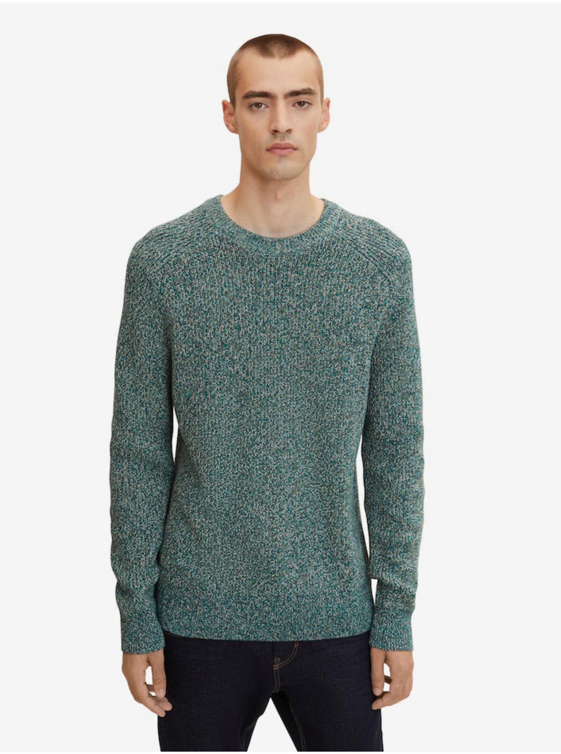 Green Men's Annealed Basic Sweater Tom Tailor - Men