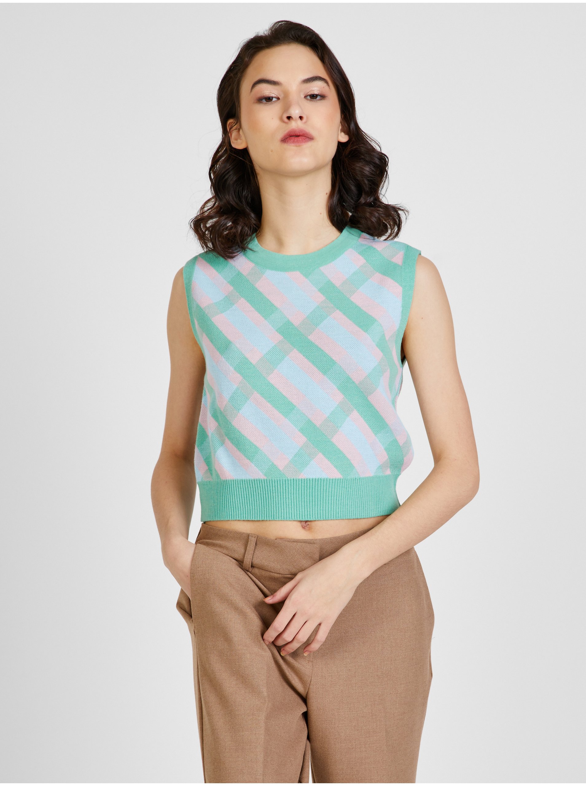 Blue-green Patterned Sweater Vest ONLY Ariana - Women