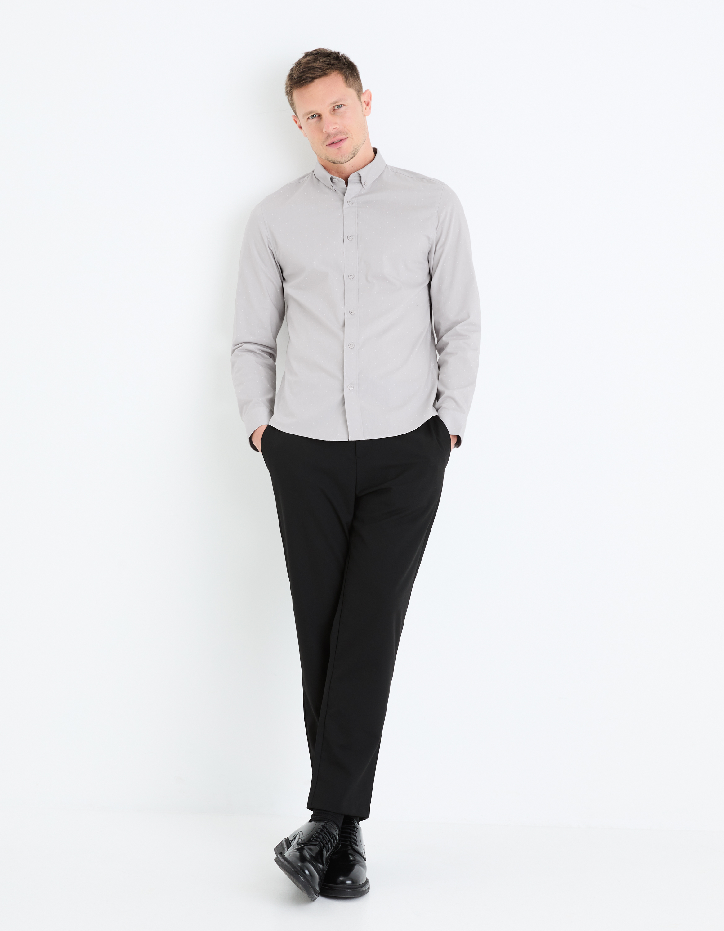 Camasi casual pentru barbati Celio - gri deschis