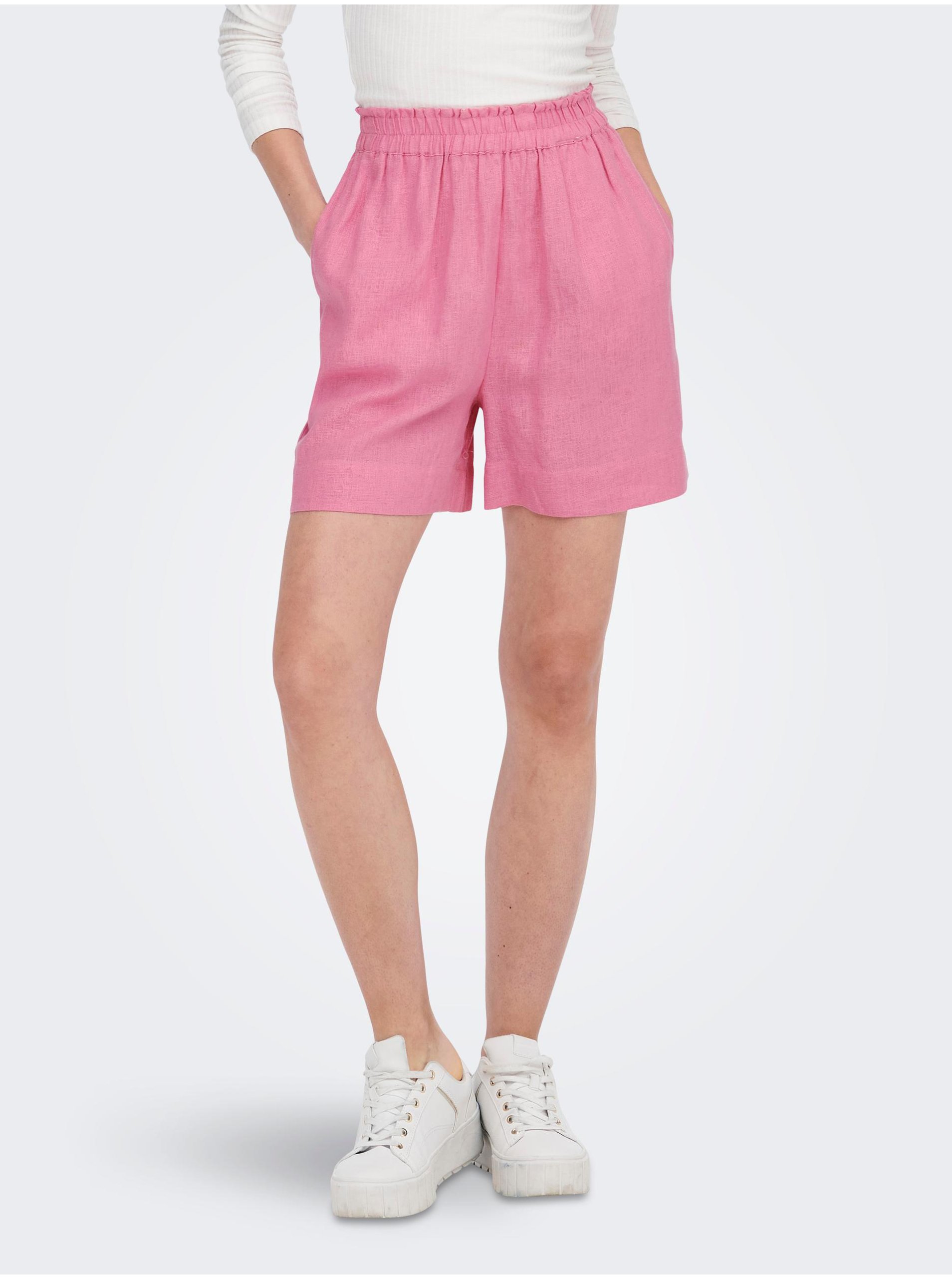 Pink Womens Linen Shorts ONLY Tokyo - Women