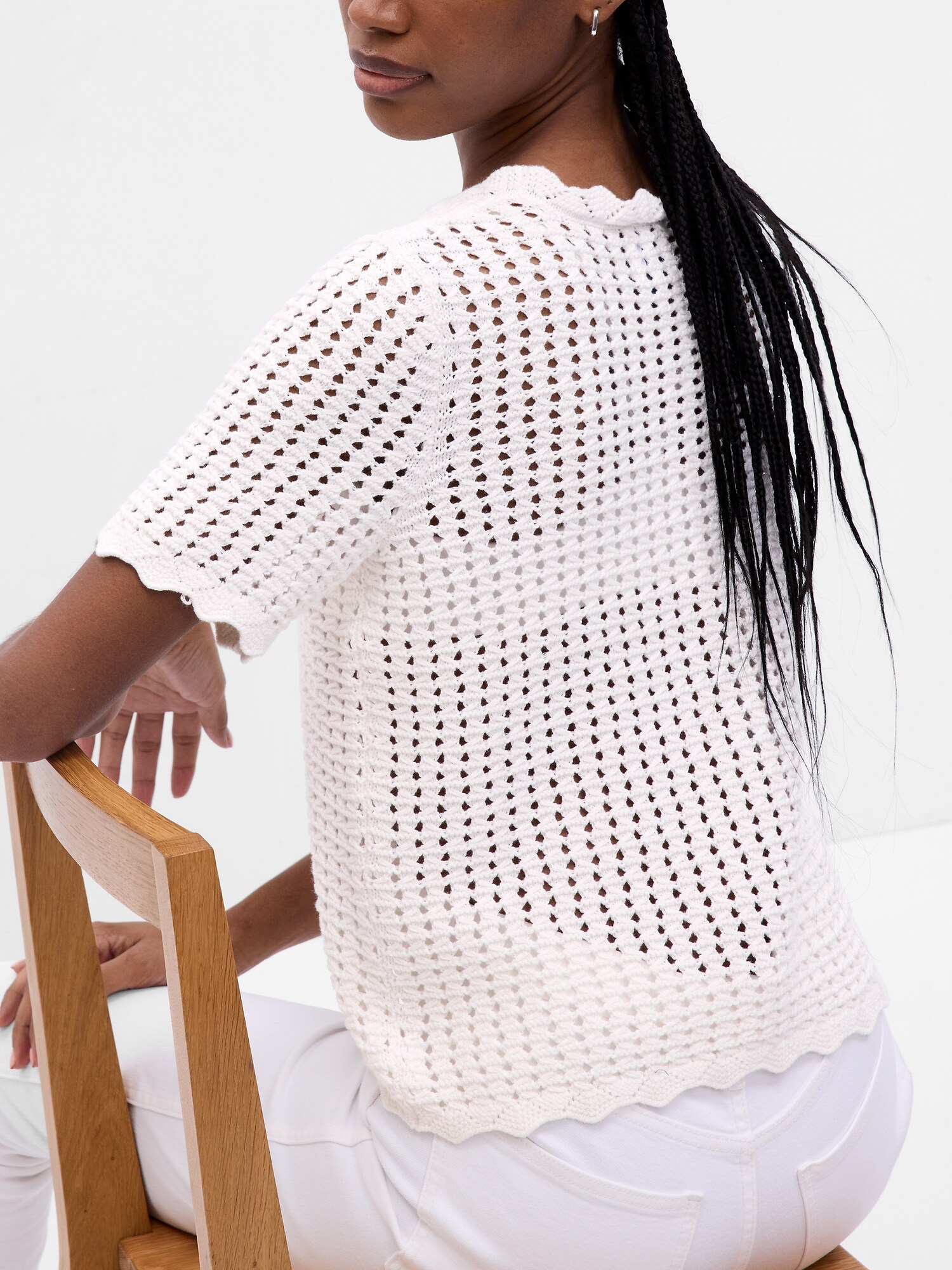 GAP Crochet Sweater Short Sleeve - Women