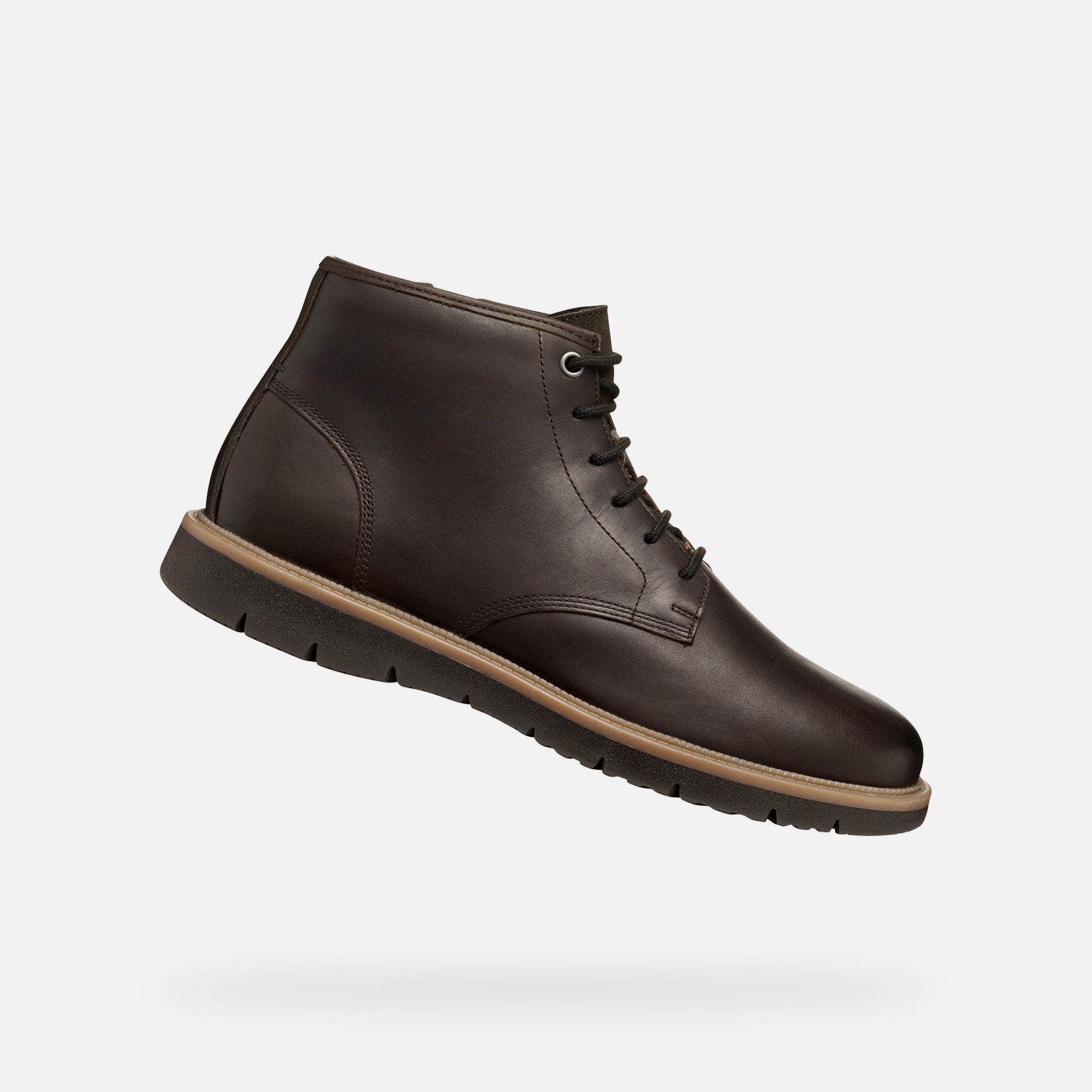 Dark brown mens ankle boots Geox Pove - Mens