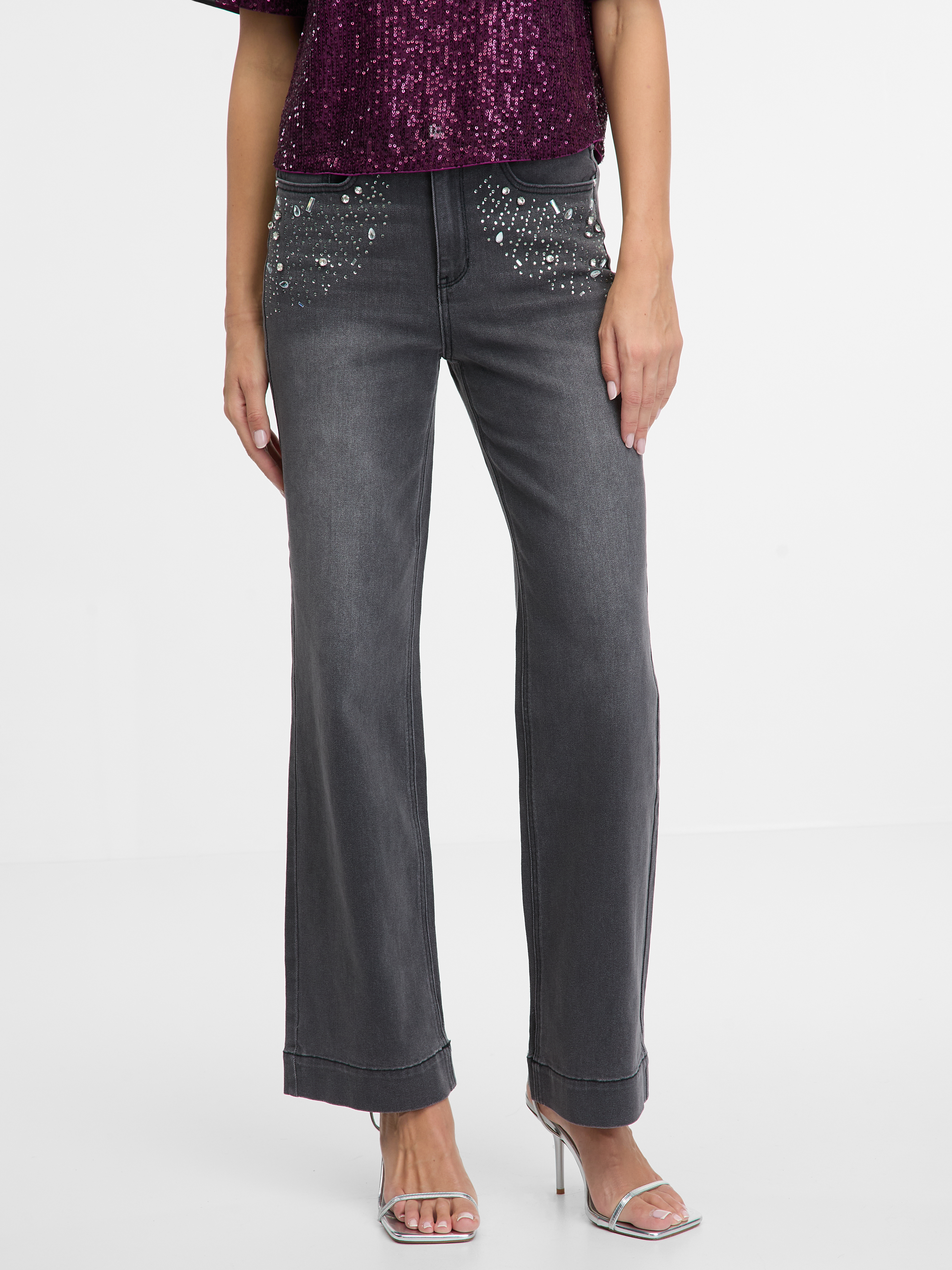 Dark grey women&#039;s wide leg jeans ORSAY - Women&#039;s