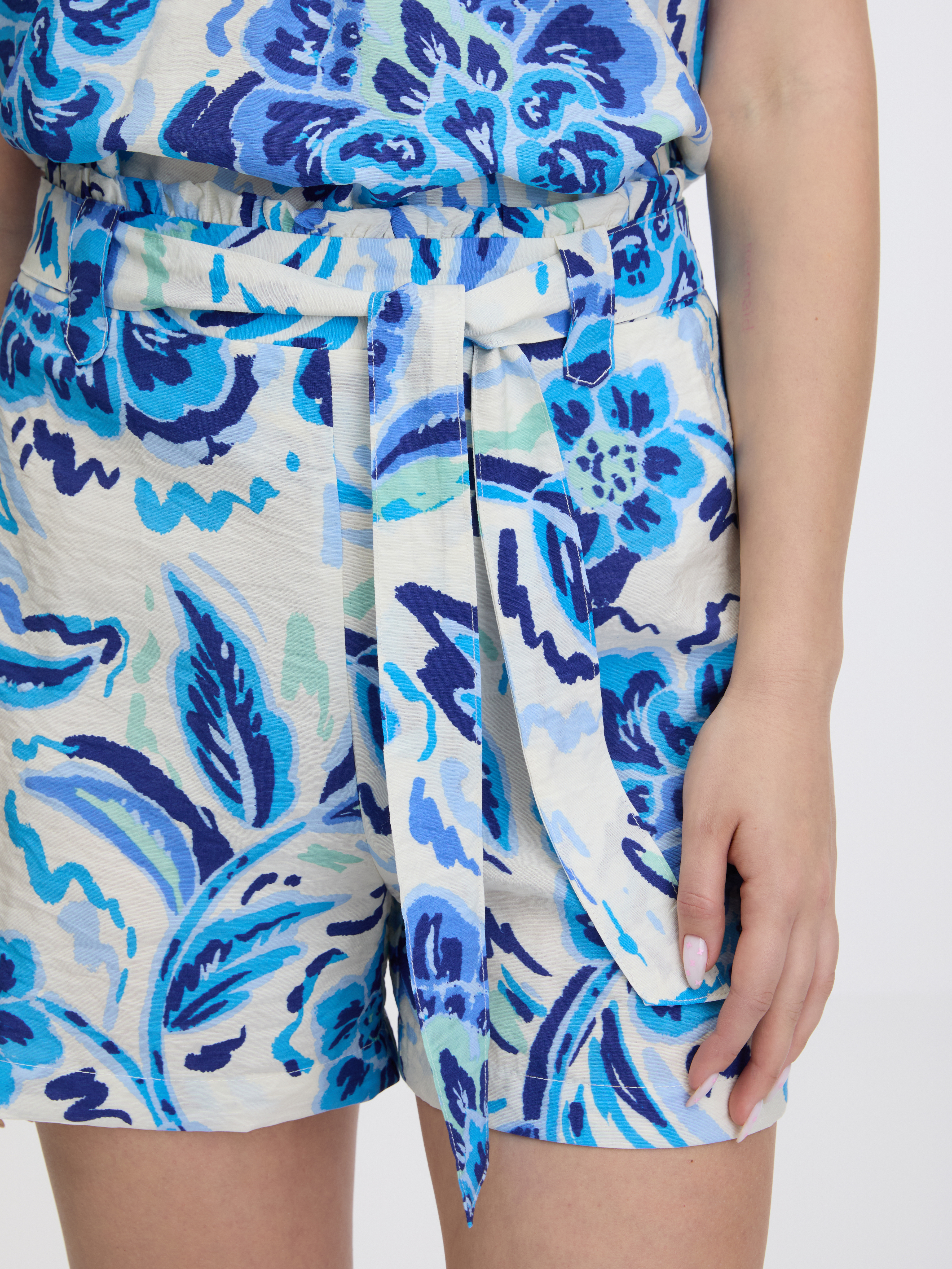 Orsay Light Blue Women&#039;s Patterned Shorts - Women&#039;s