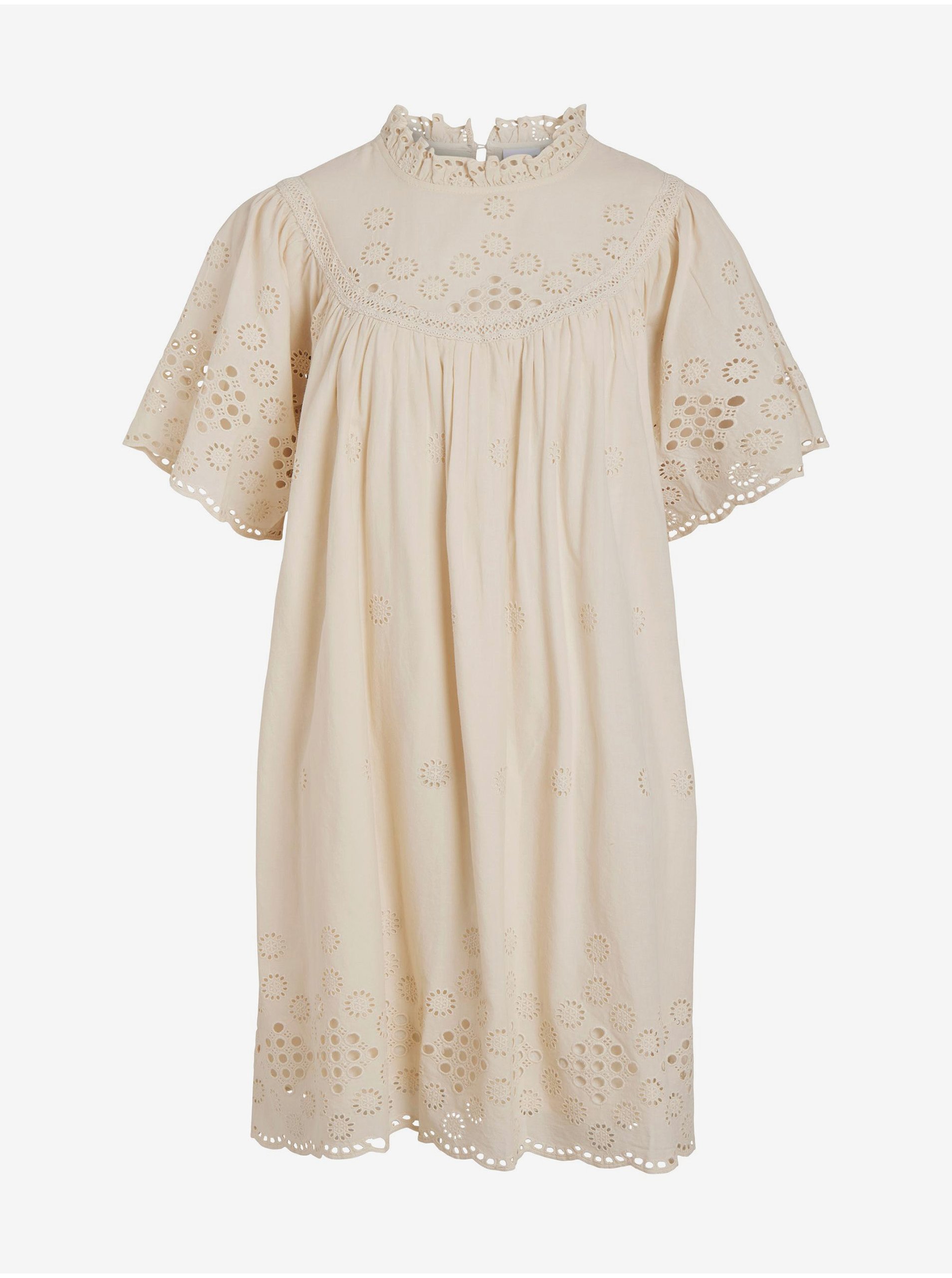 Levně Béžové dámské šaty VILA Tula - Dámské