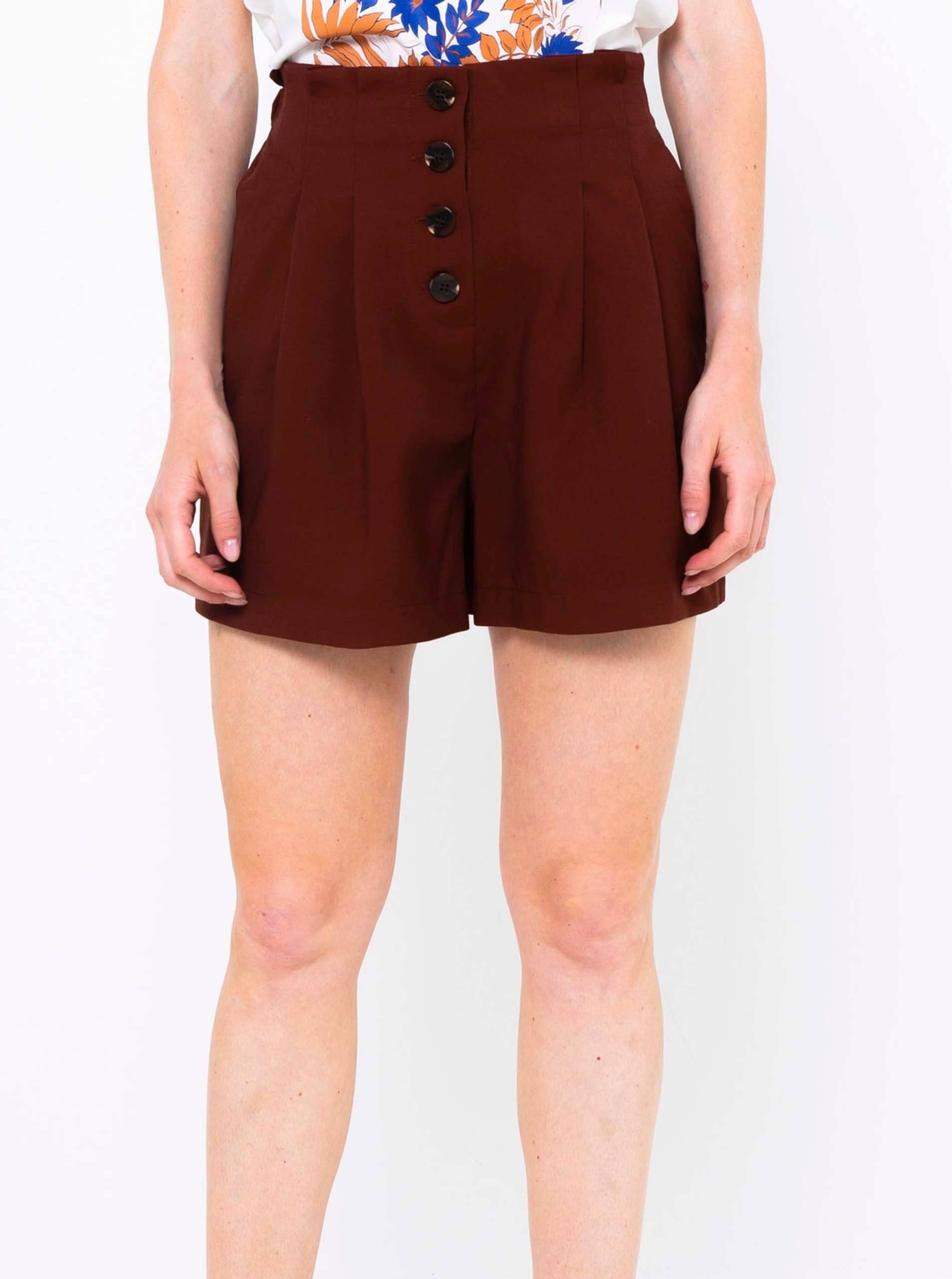 Dark brown shorts with buttons CAMAIEU - Women