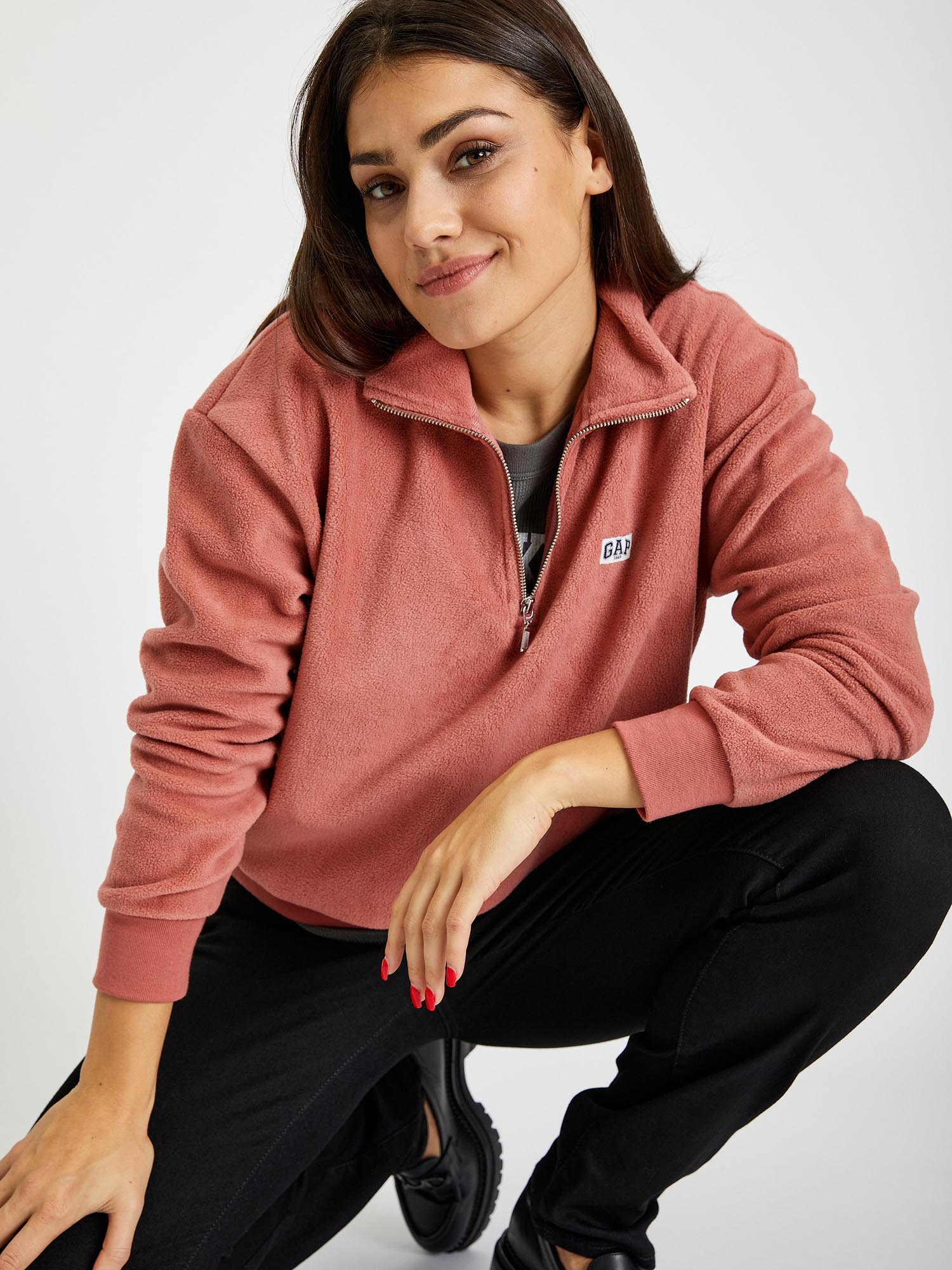 GAP Fleece Sweatshirt With Zipper At Neck - Women