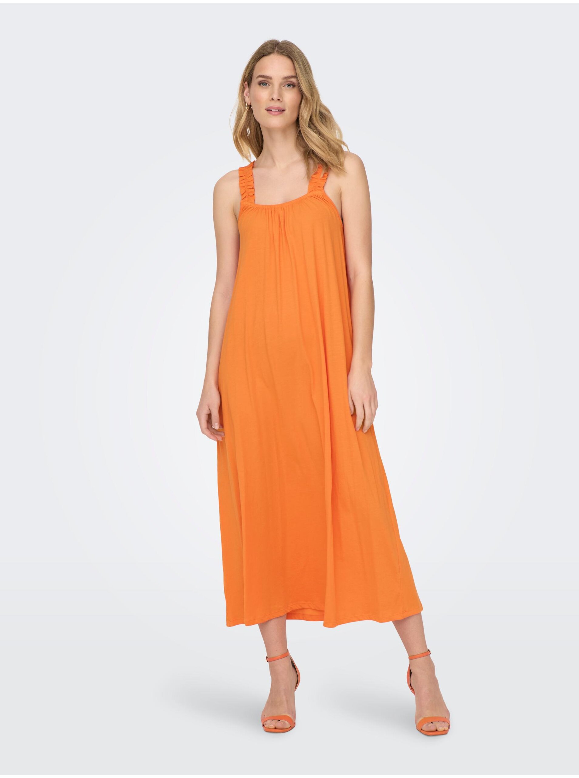 Oranžové dámske šaty LEN máj - ženy