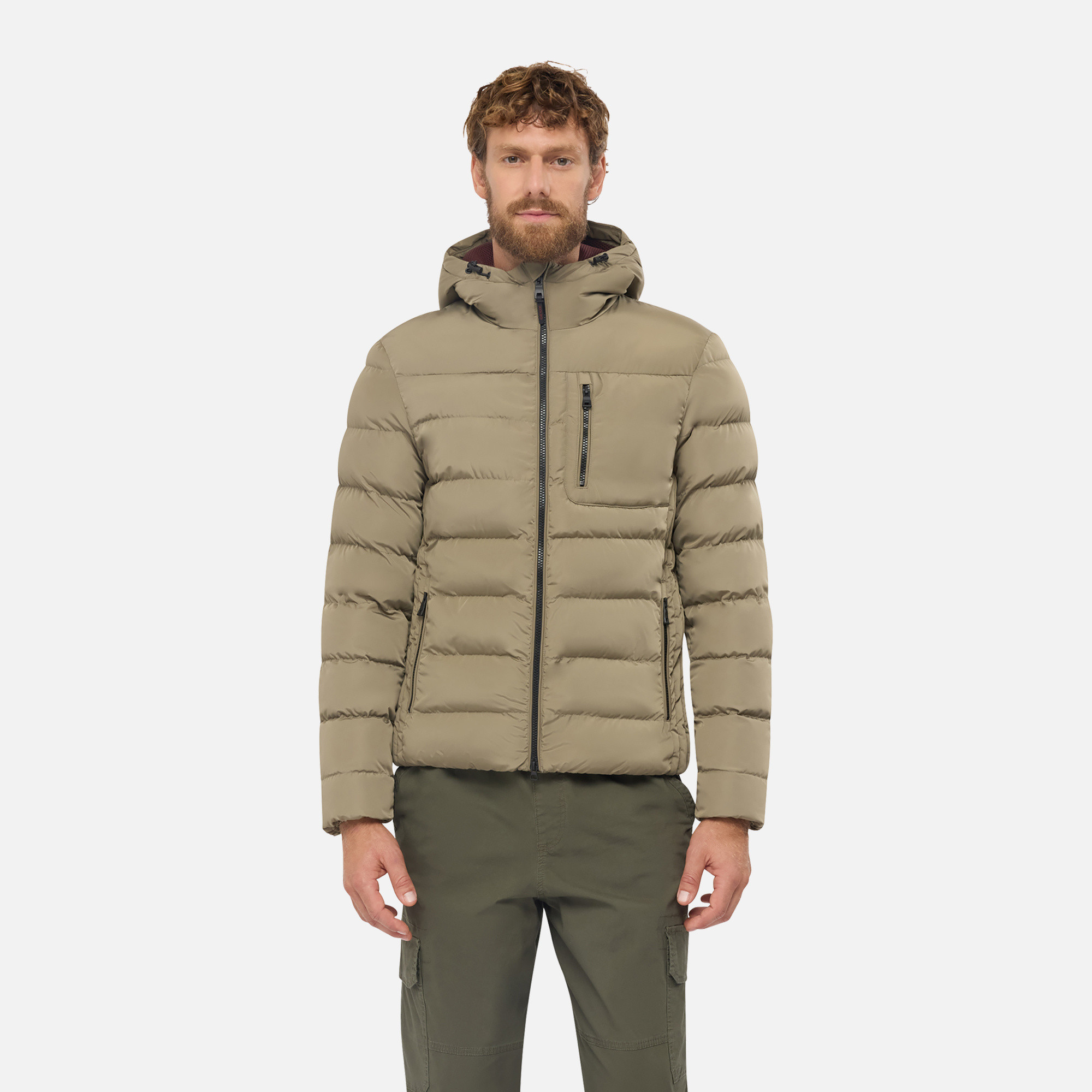 Geacă bărbătească bej cu puf Geox Snake