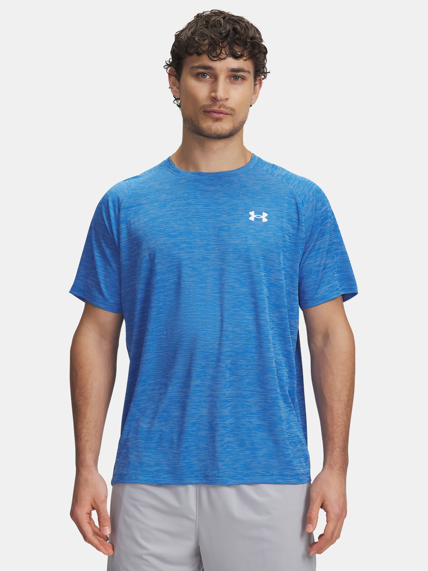Mens T-shirt Under Armour UA Tech Textured SS-BLU - Mens