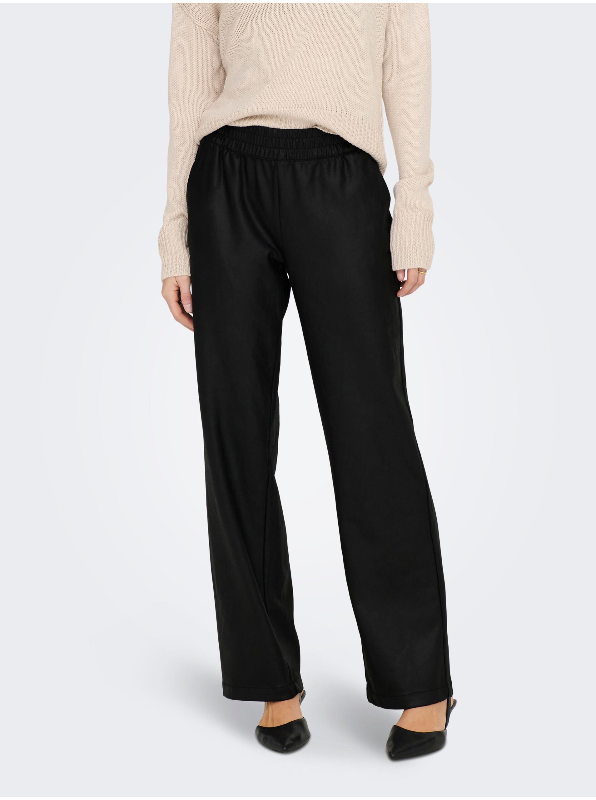 Black Women's Leatherette Trousers ONLY Pop Star - Ladies