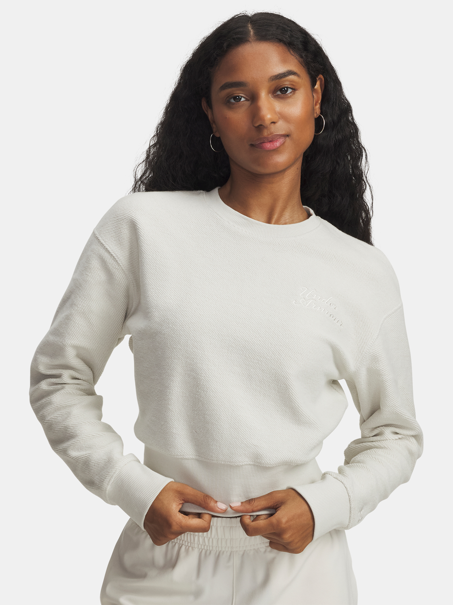 Women&#039;s sweatshirt Under Armour Icon Terry Varsity Crew-WHT - Women&#039;s