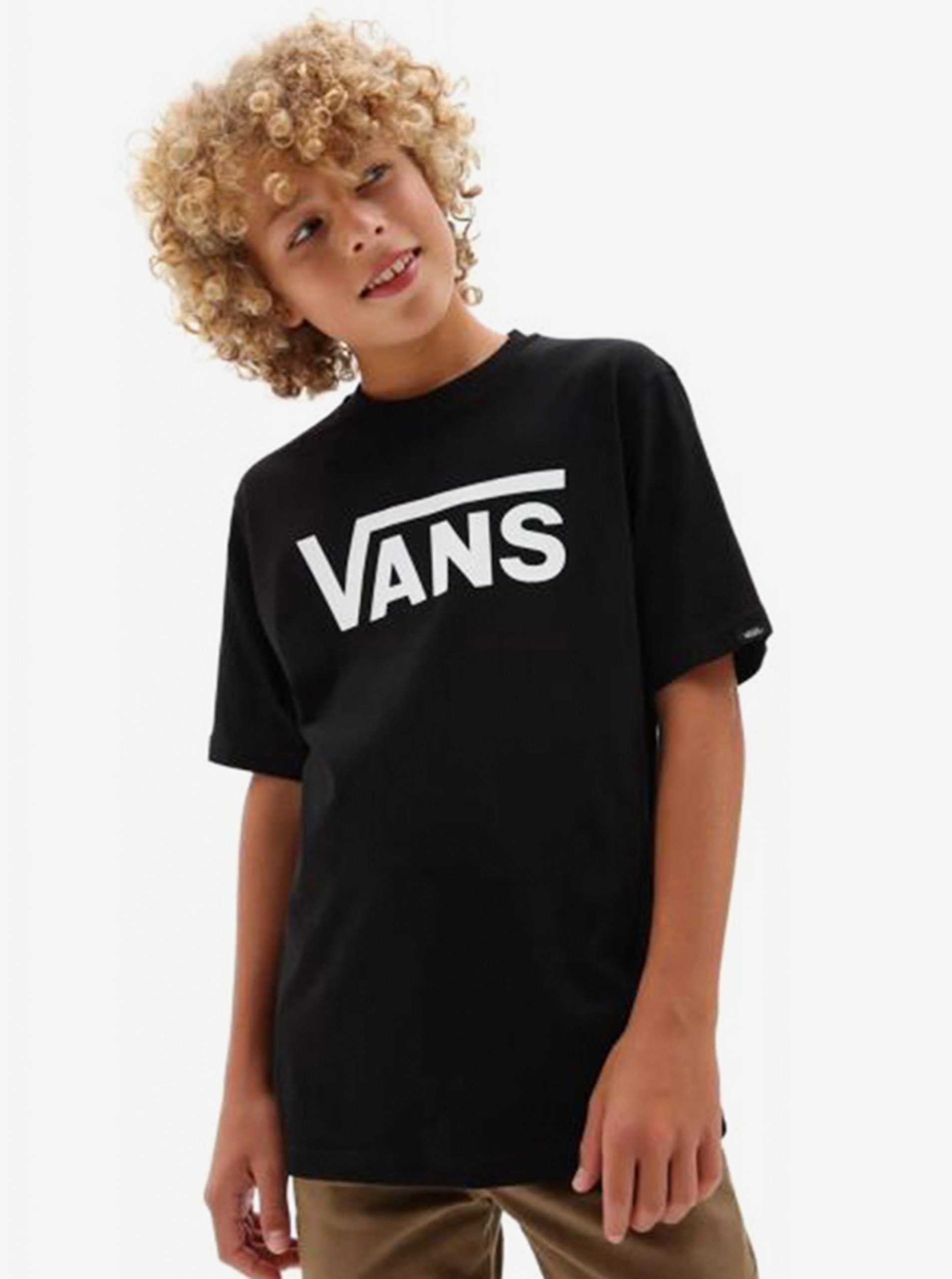 Vans CLASSIC Black/white Kids T-Shirt With Short Sleeves - Black - Girls