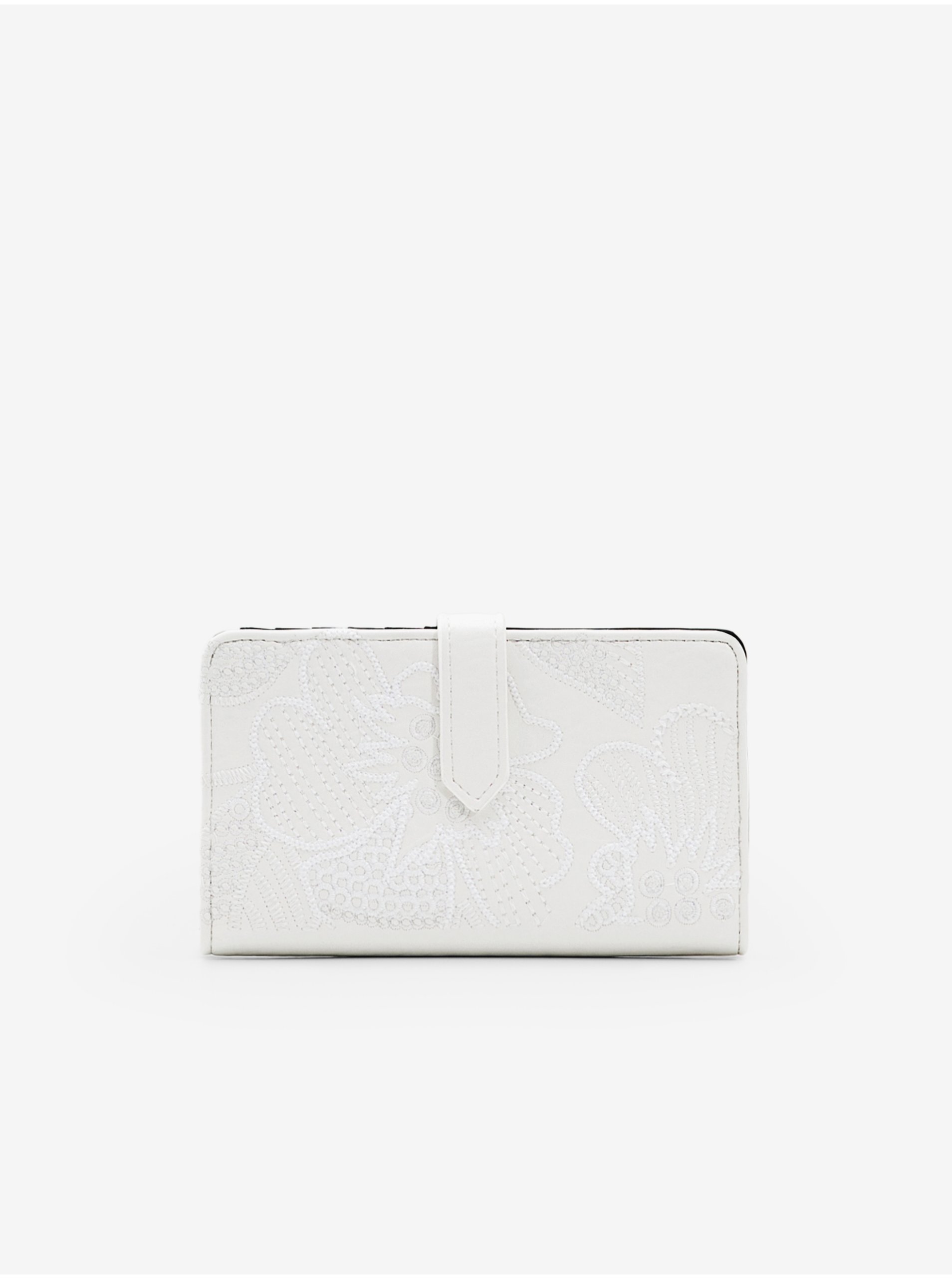 Levně Bílá dámská květovaná peněženka Desigual Alpha Pia Medium - Dámské
