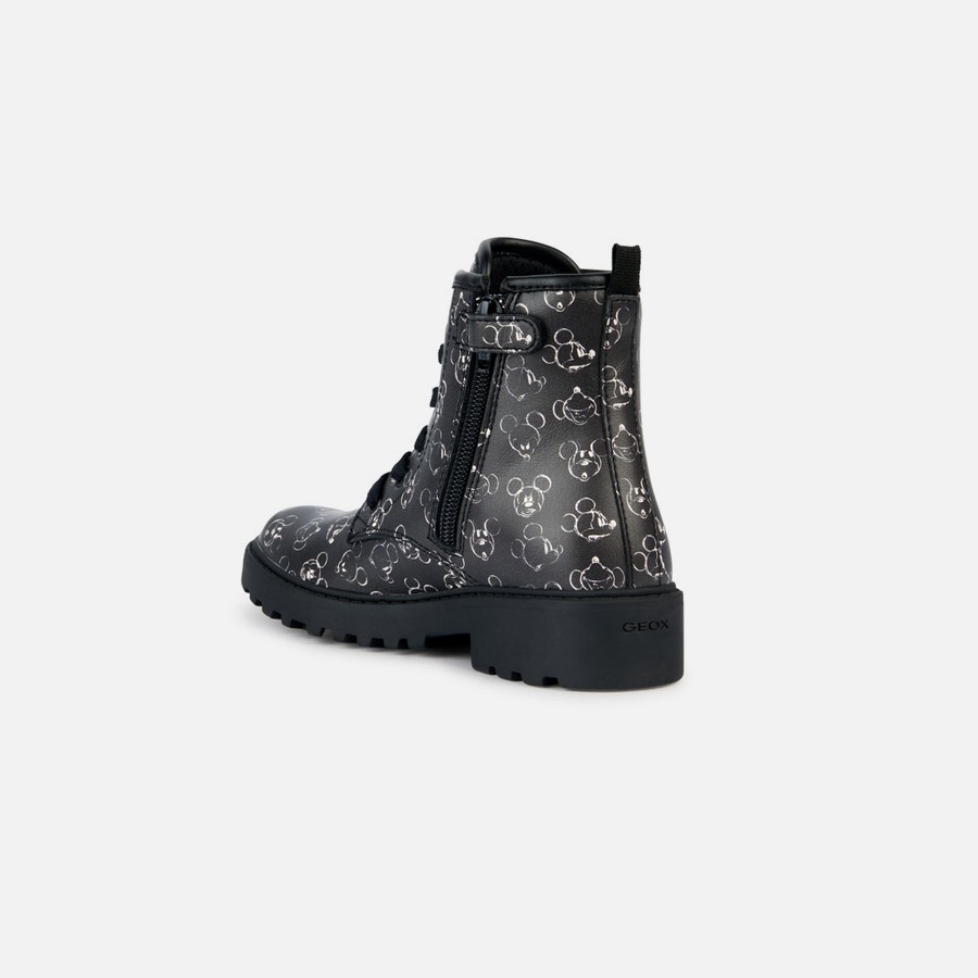 Black Girls Ankle Boots Geox Casey - Girls