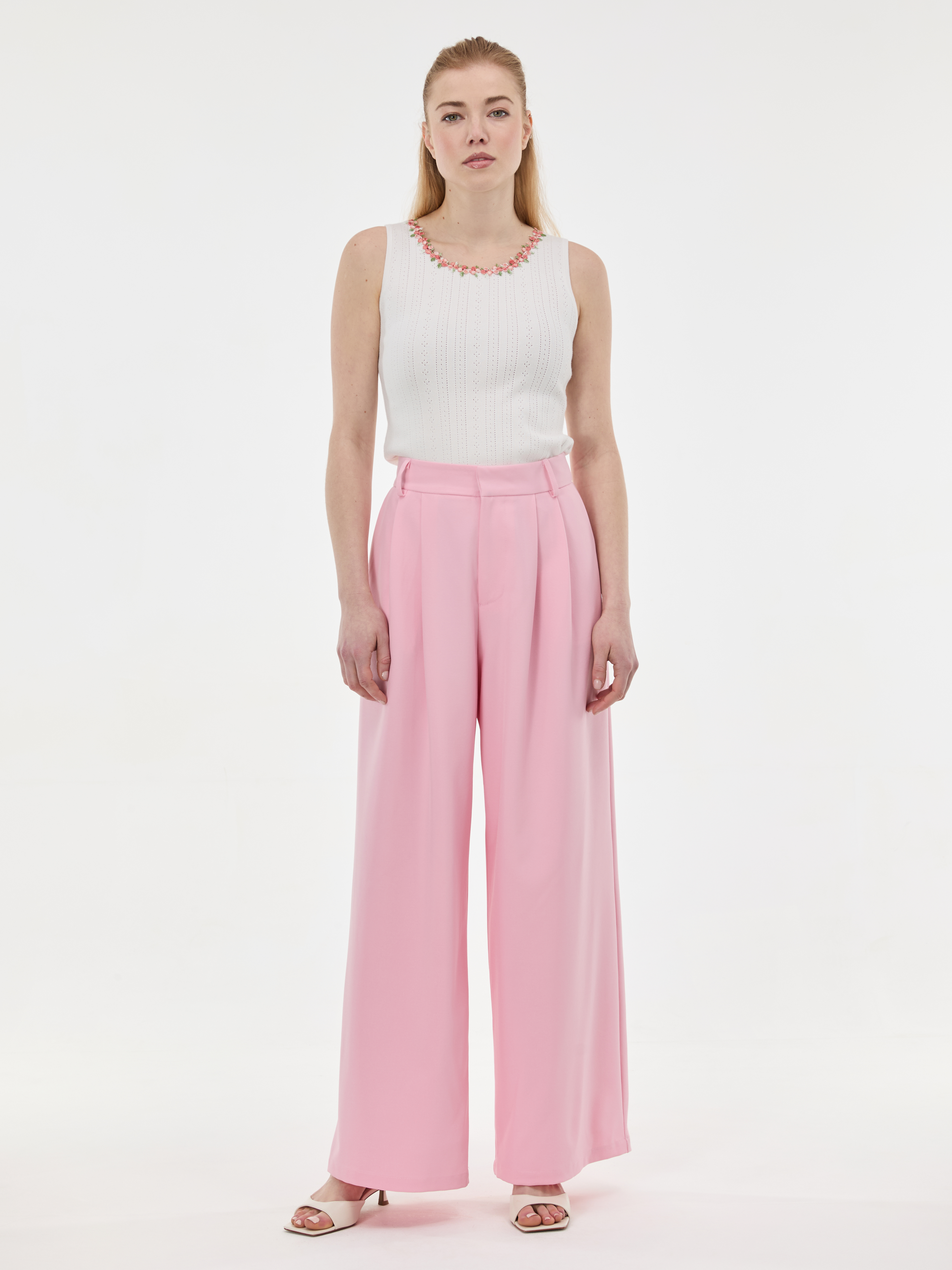 Светлорозови широки дамски панталони ORSAY