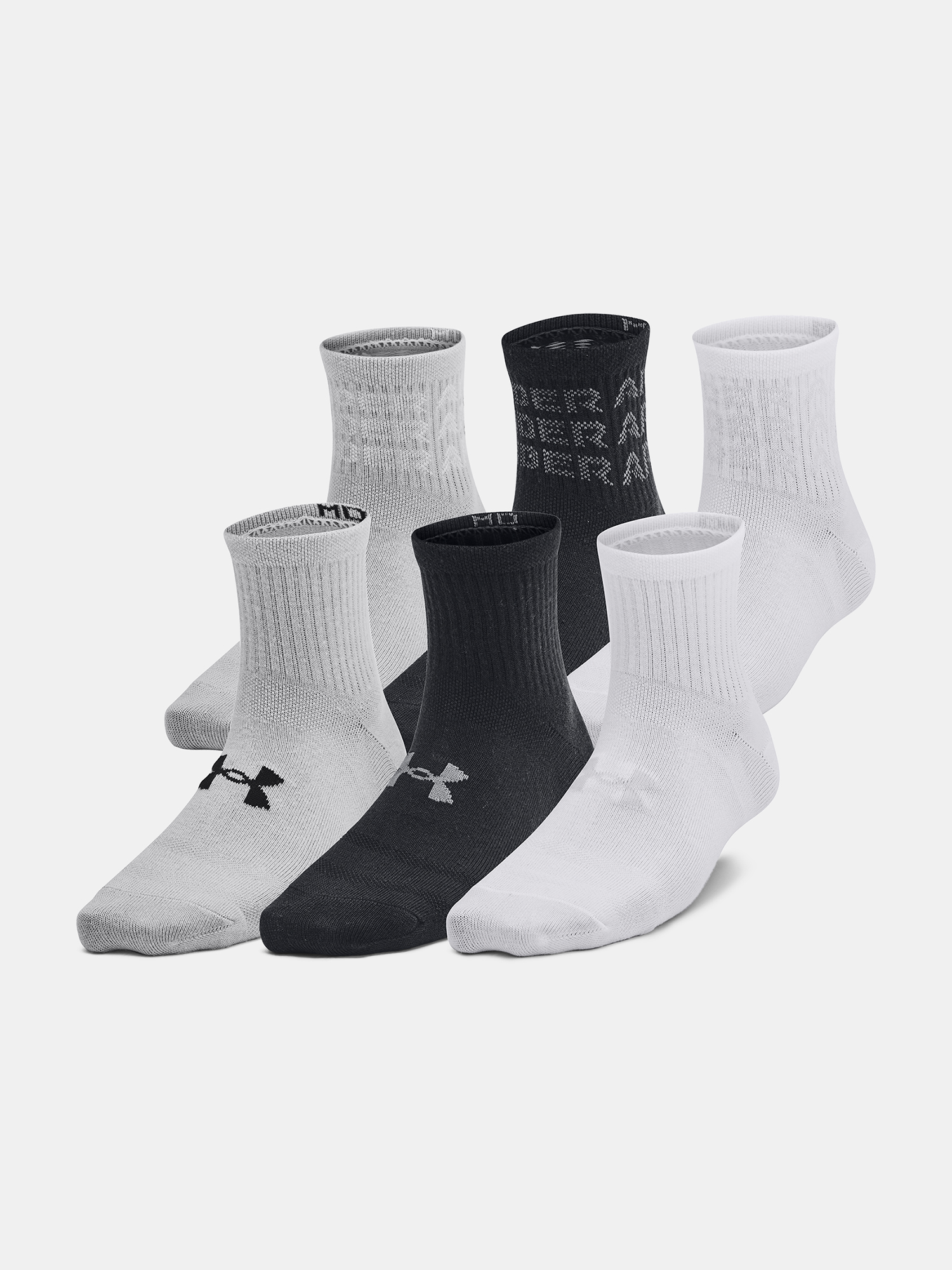Under Armour Yth UA Essential 6pk Qtr-BLK Children's Socks - unisex