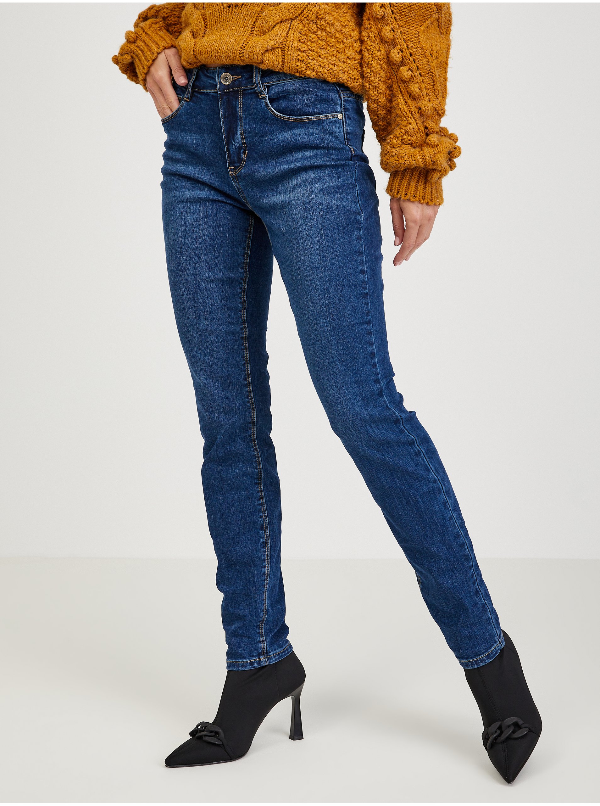 Granatowe jeansy damskie slim fit ORSAY - Kobieta