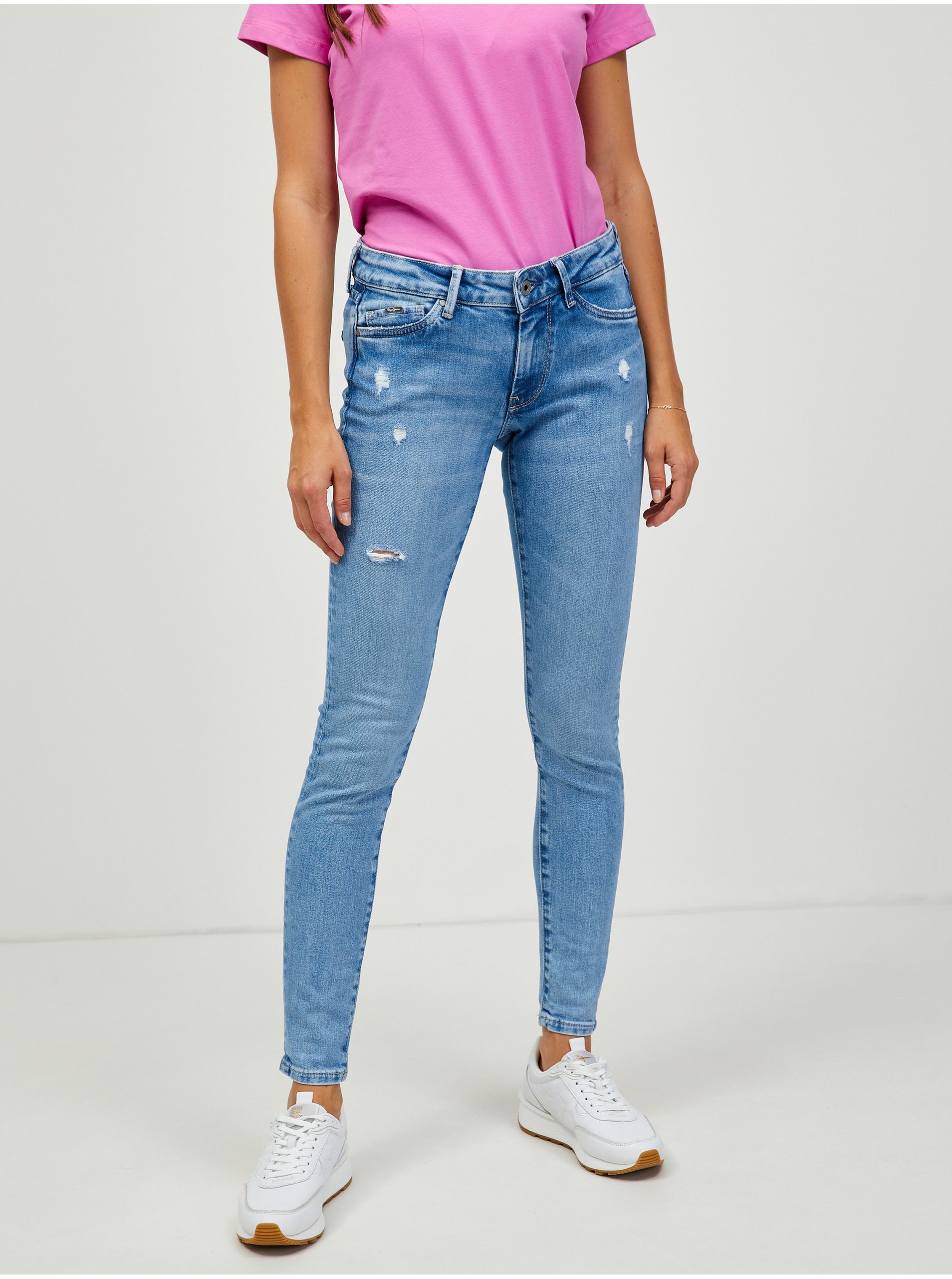 Světle modré dámské skinny fit džíny Pepe Jeans Pixie - Dámské