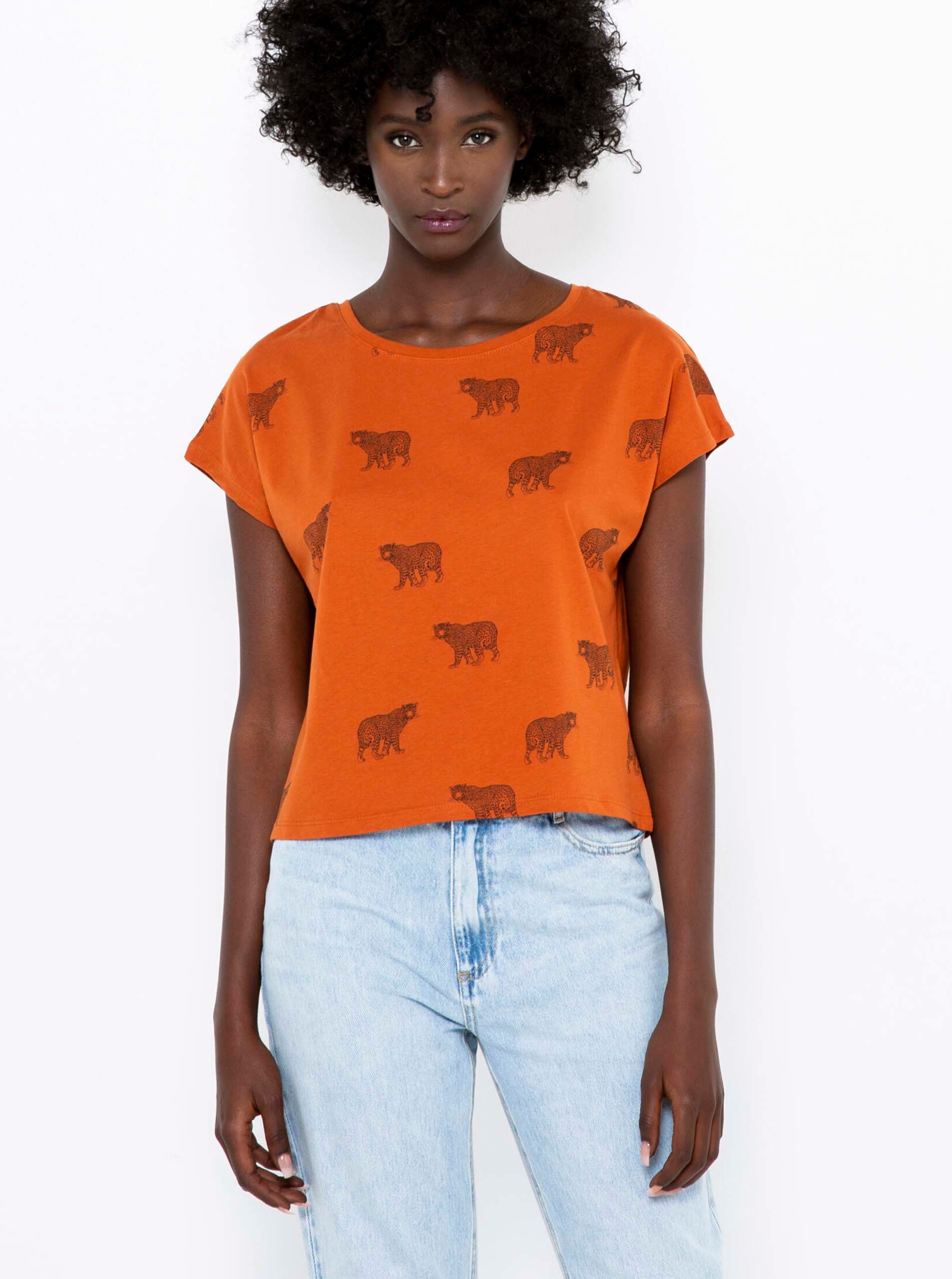 Orange Patterned T-shirt CAMAIEU - Women